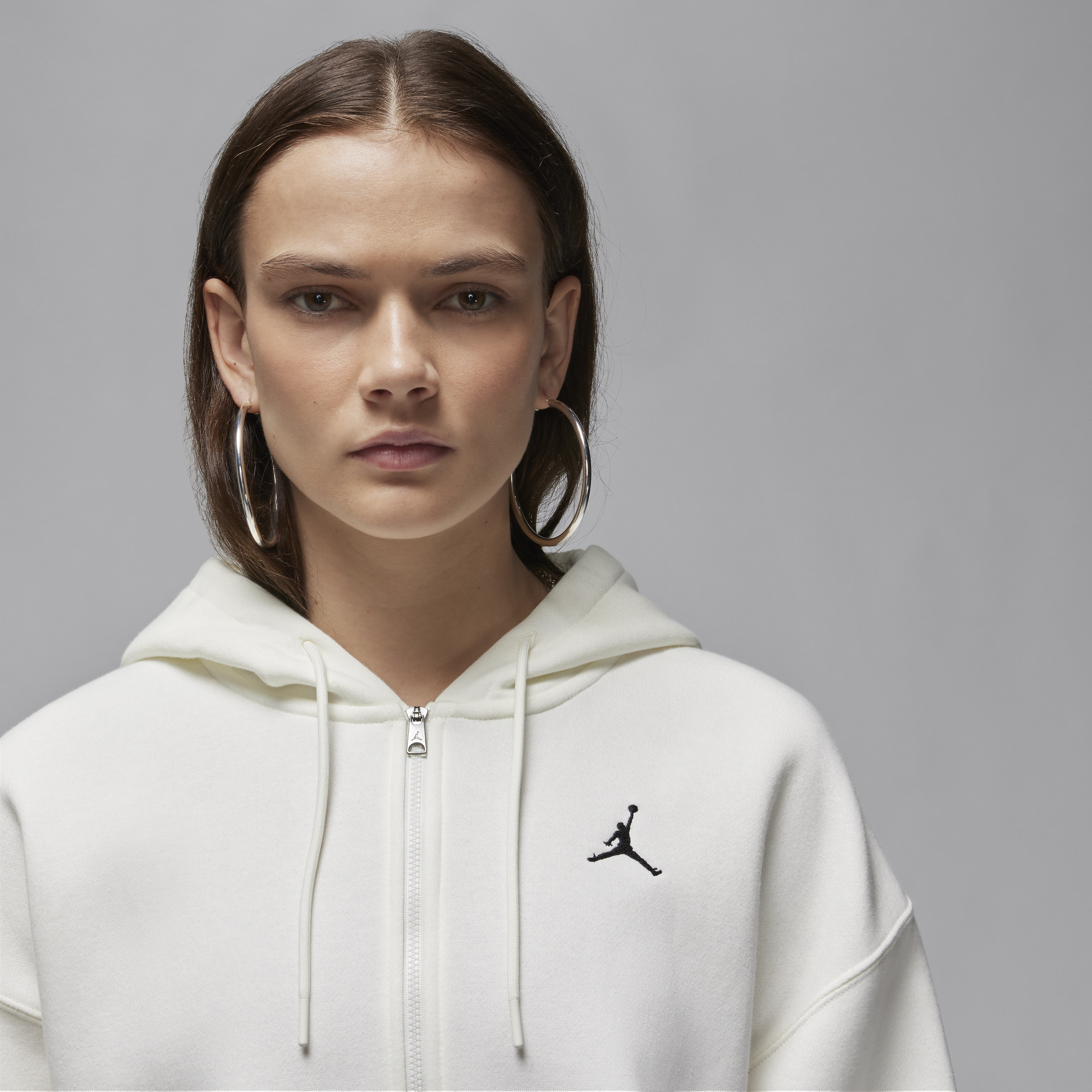 Jordan Brooklyn Fleece hoodie met rits voor dames Wit