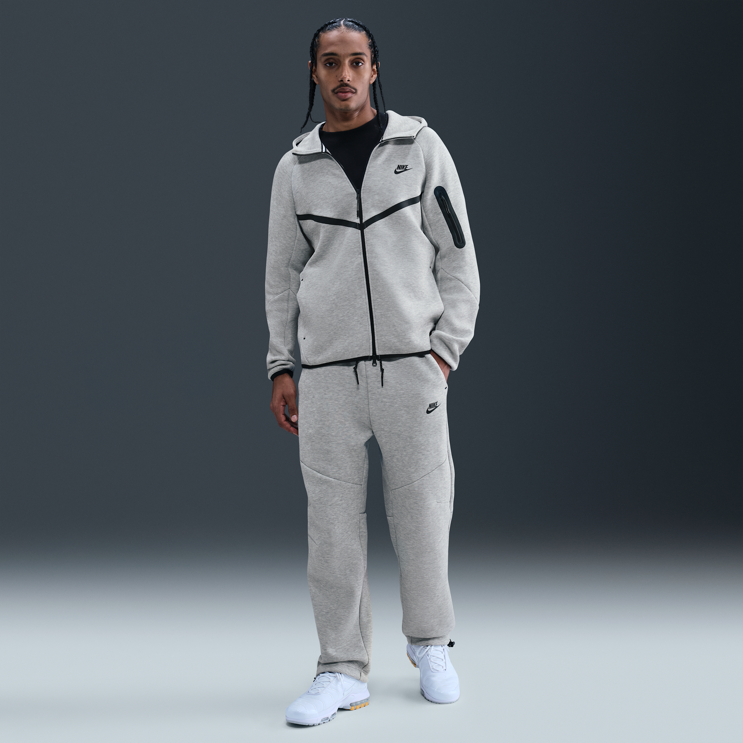 Thumbnail - Nike Tech Fleece-Hose mit offenem Saum (Herren) - Grau