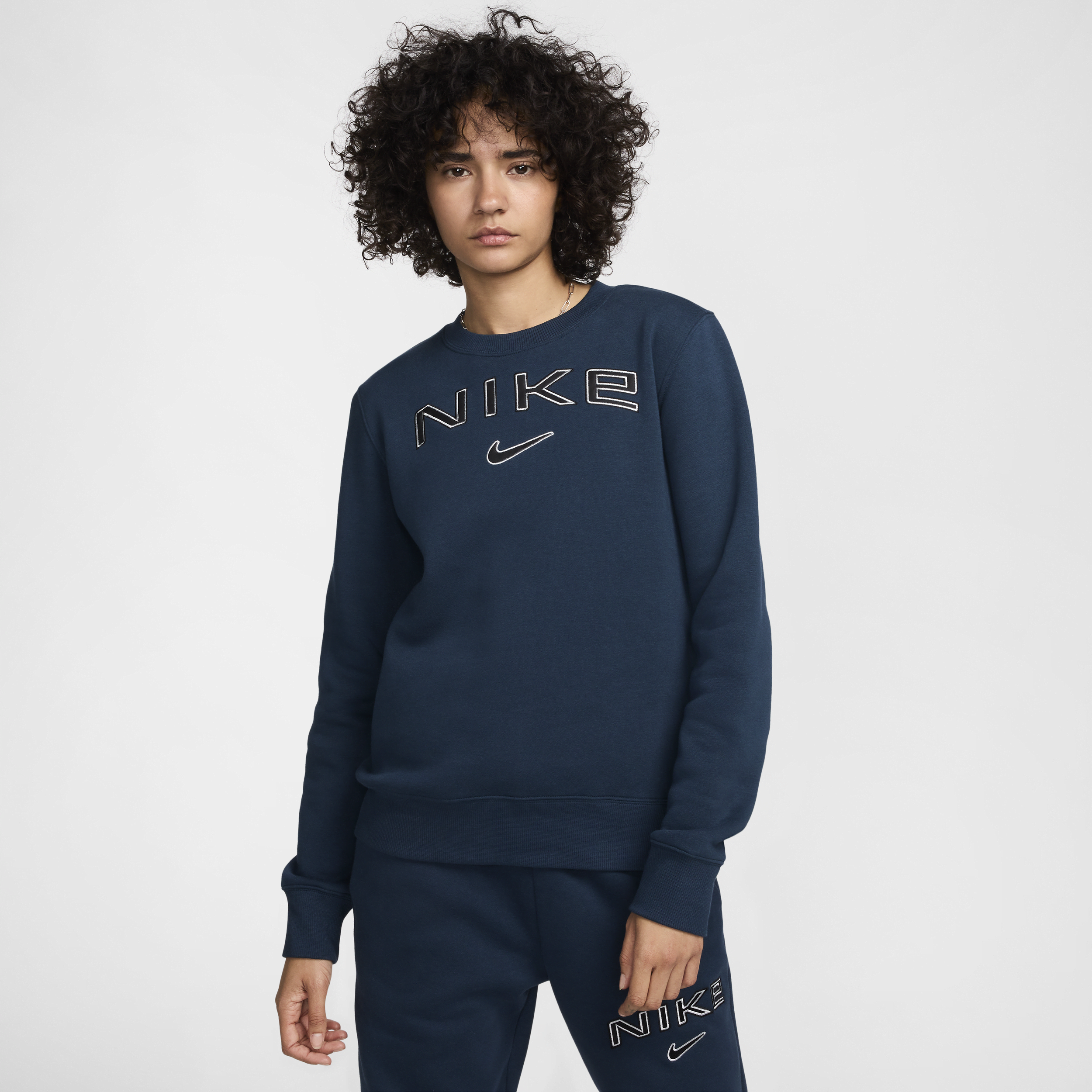 Sweat à col ras-du-cou et logo Nike Sportswear Phoenix Fleece pour femme - Bleu