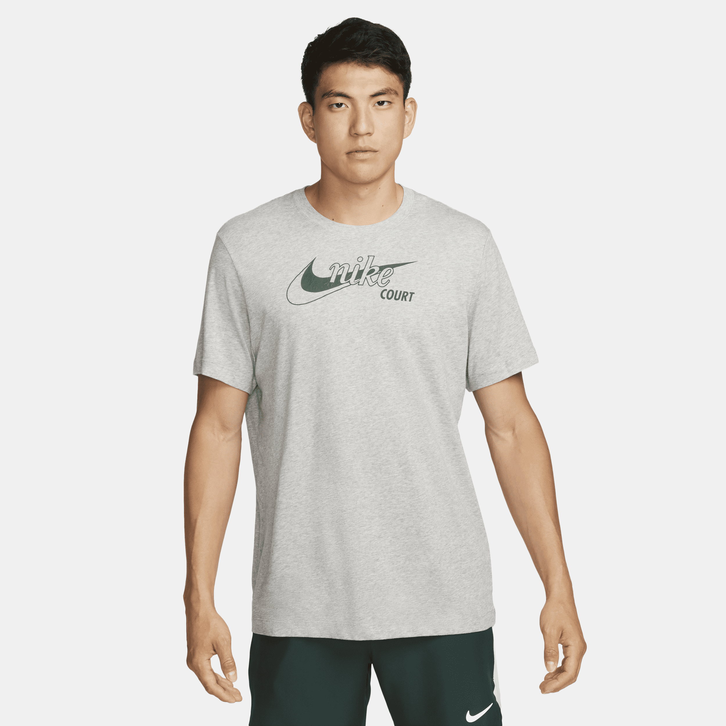 T-shirt de ténis com Swoosh NikeCourt Dri-FIT para homem - Cinzento