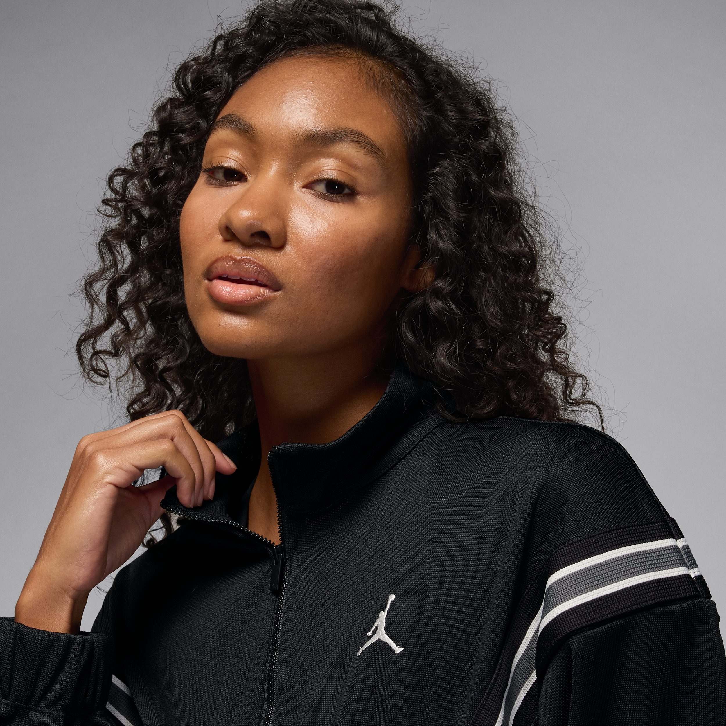 Thumbnail - Jordan Brooklyn Track-Jacket mit durchgehendem Reißverschluss (Damen) - Schwarz