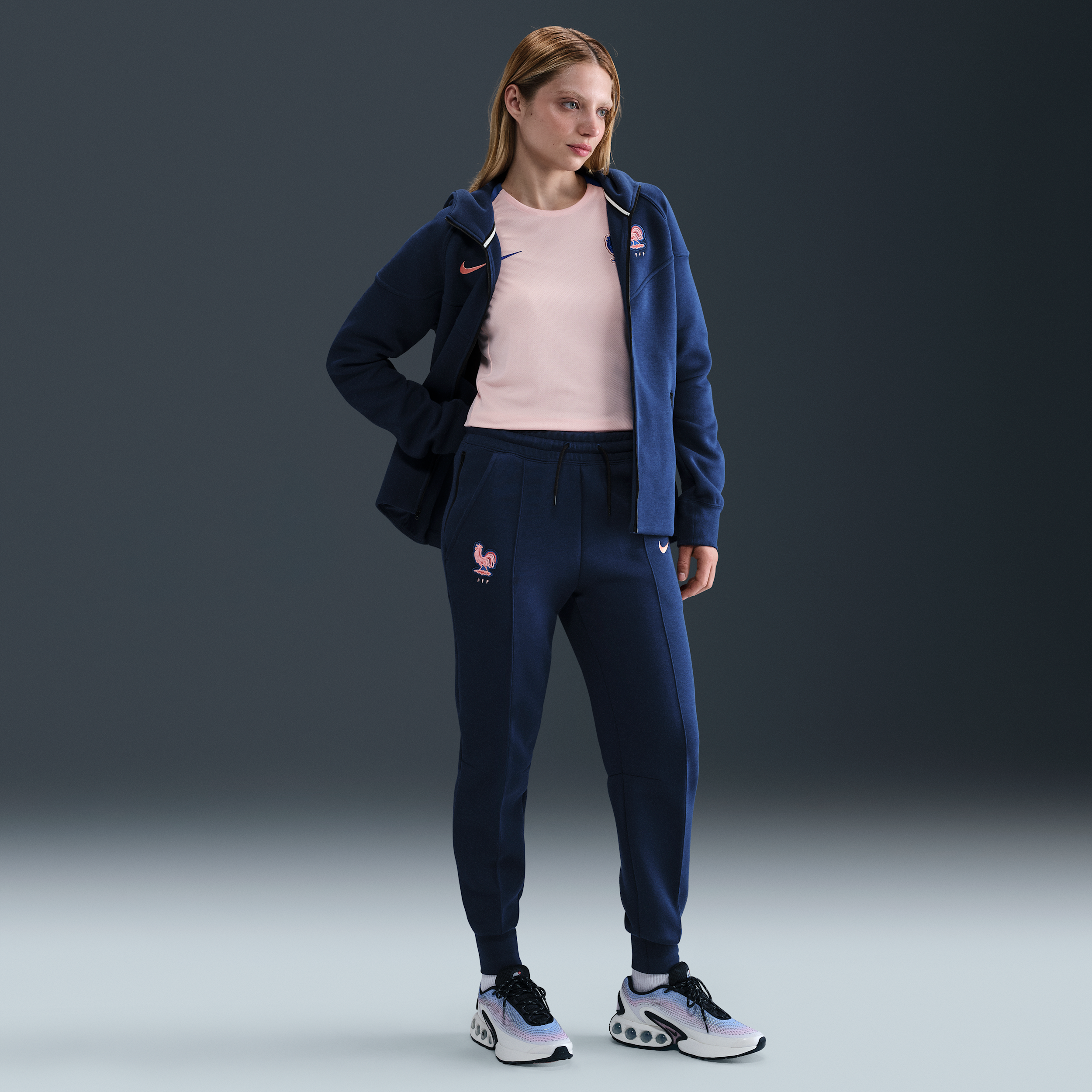 FFF Tech Womens Nike Football Fleece Mid-Rise Joggers - Blue - Cotton/Polyester
