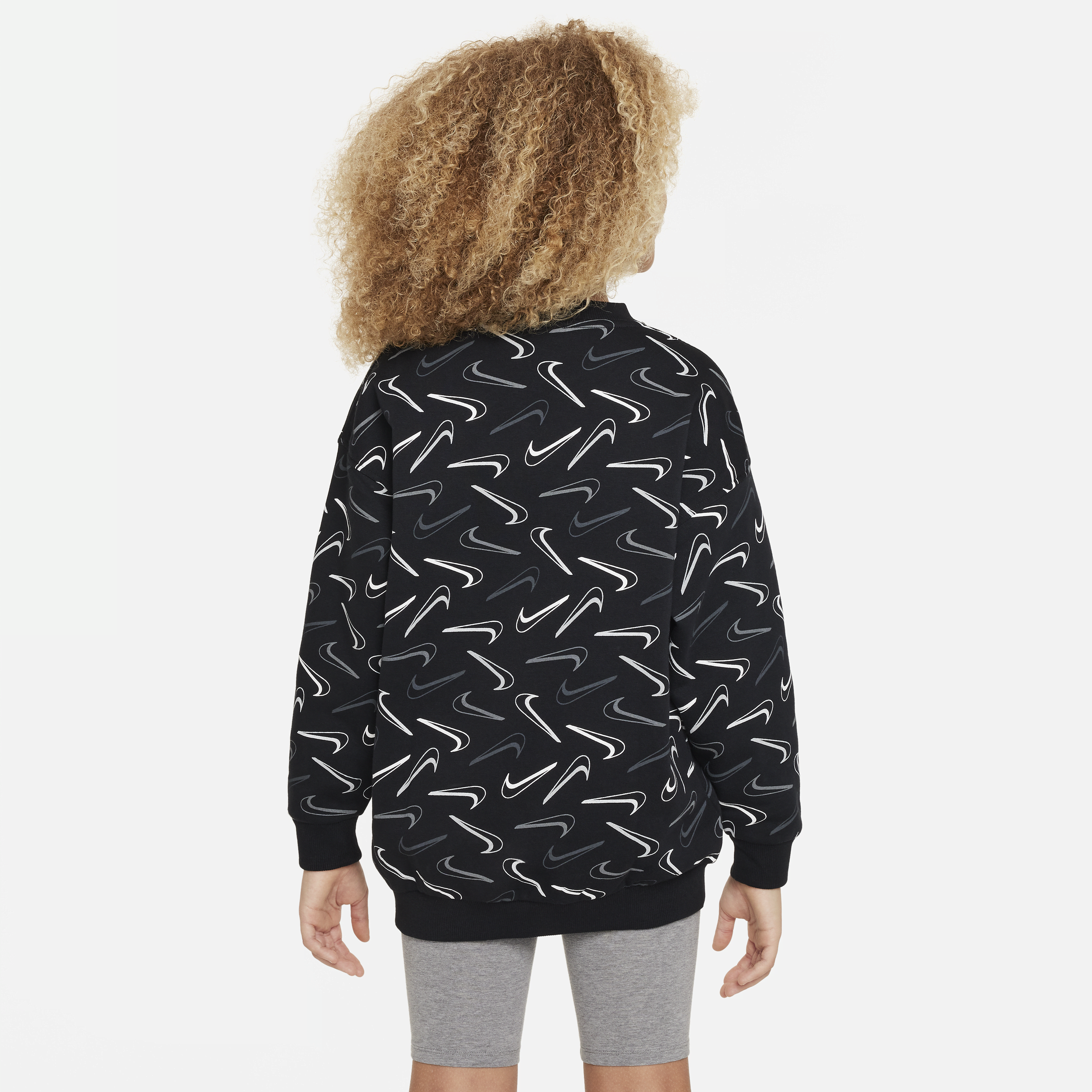 Nike Sportswear Club Fleece oversized sweatshirt met ronde hals voor meisjes Zwart