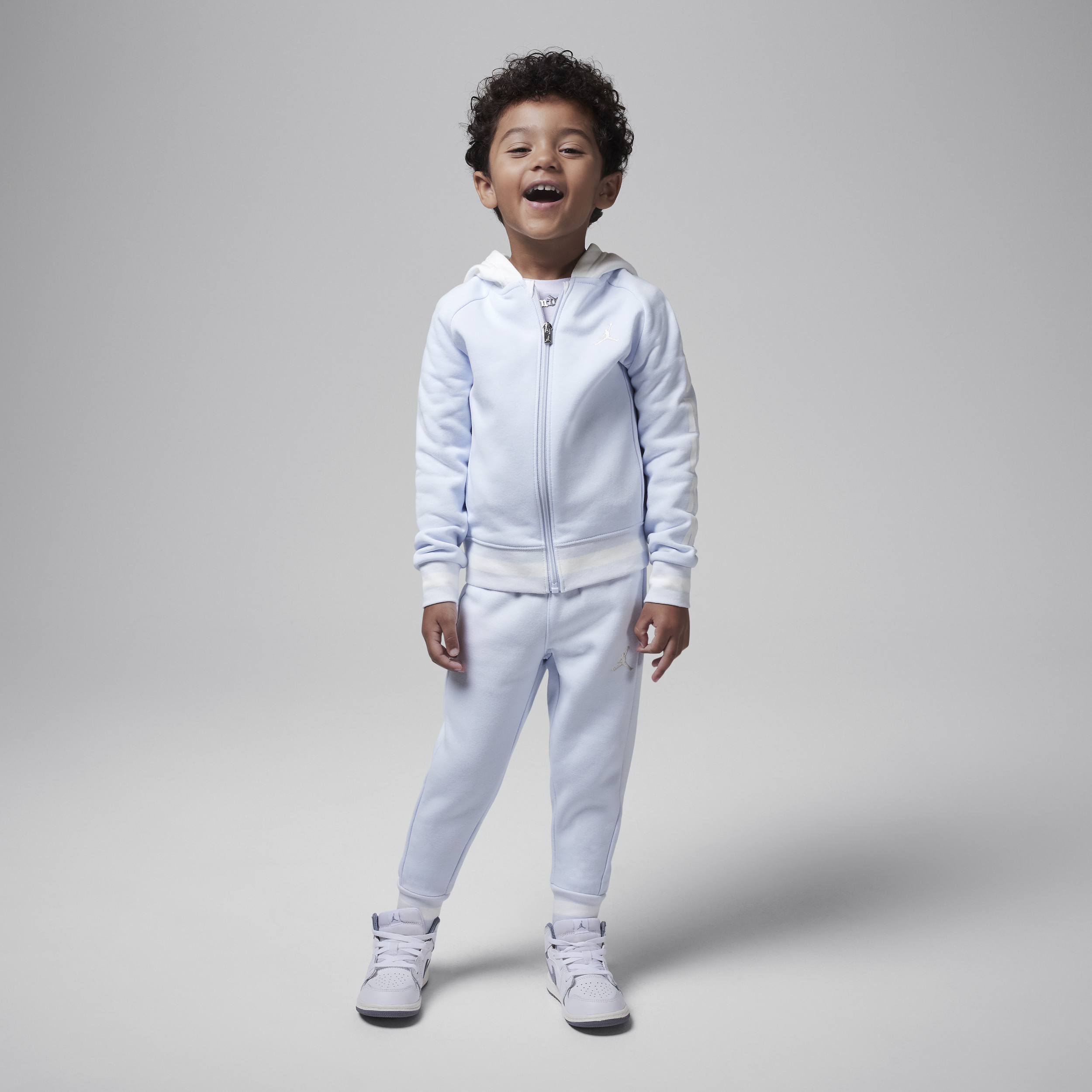 Ensemble deux pièces à zip Blocked and Ribbed Jordan pour tout-petit - Gris