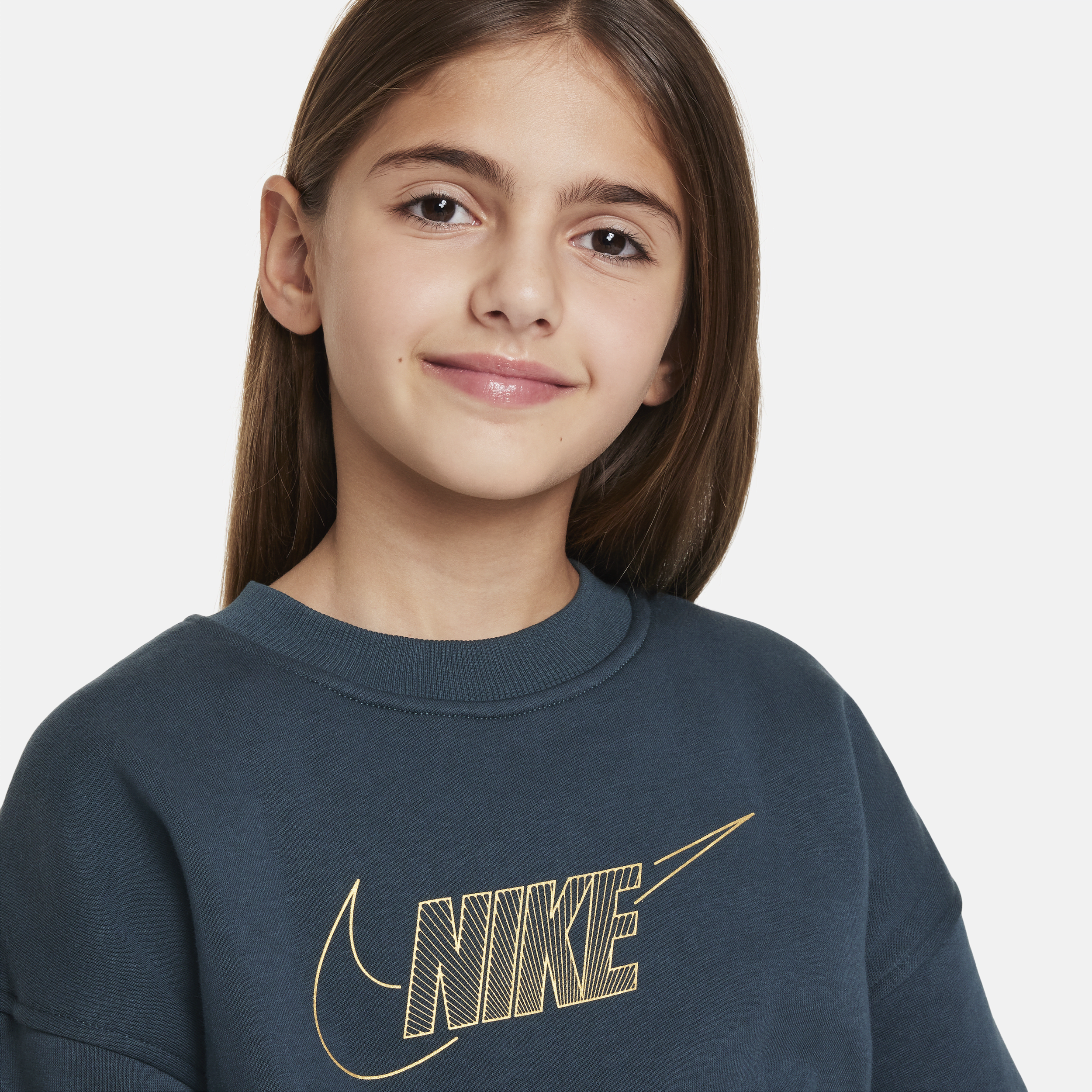 Nike Sportswear Club Fleece sweatshirt met ronde hals voor meisjes Groen