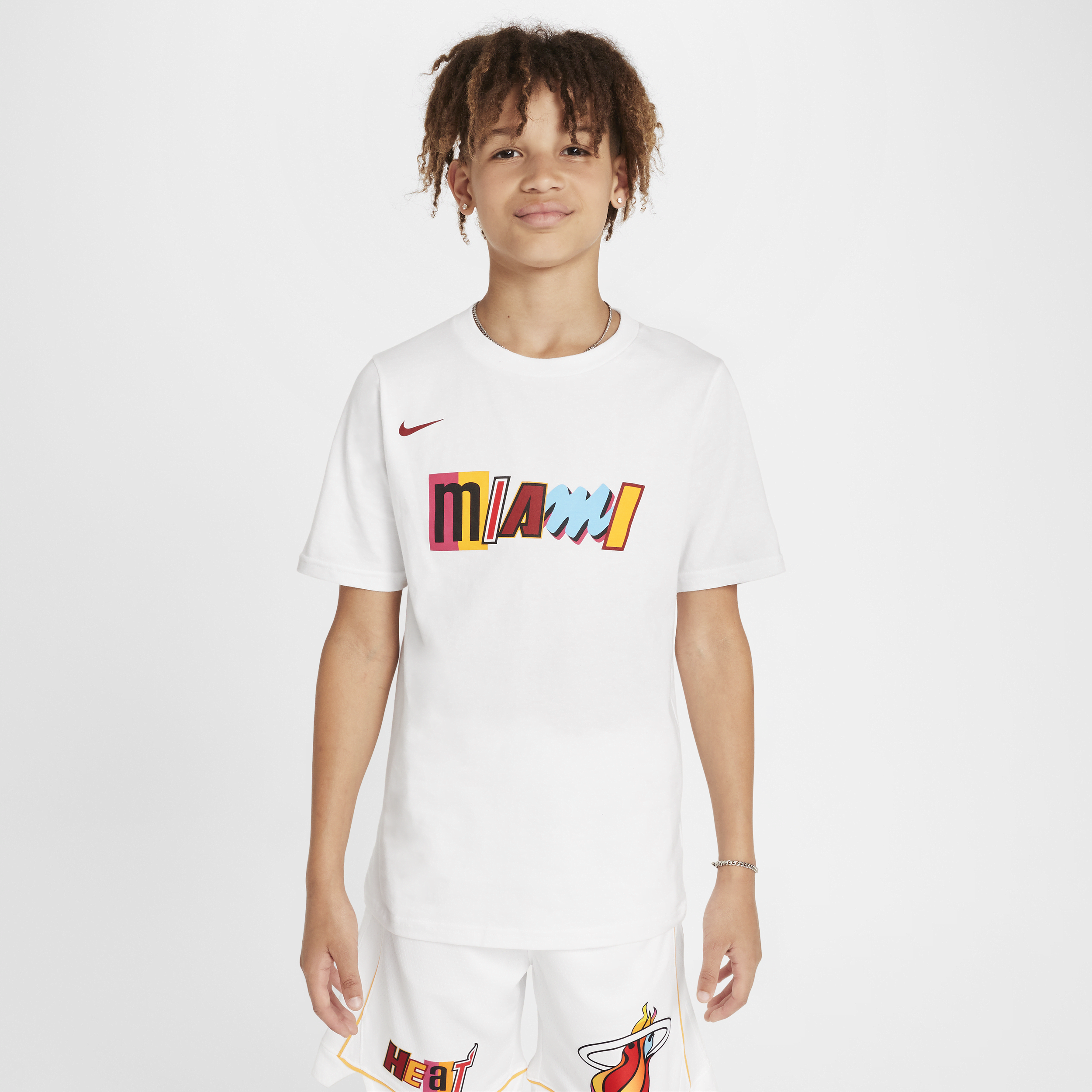 Nike Miami Heat City Edition NBA-kindershirt met logo Wit