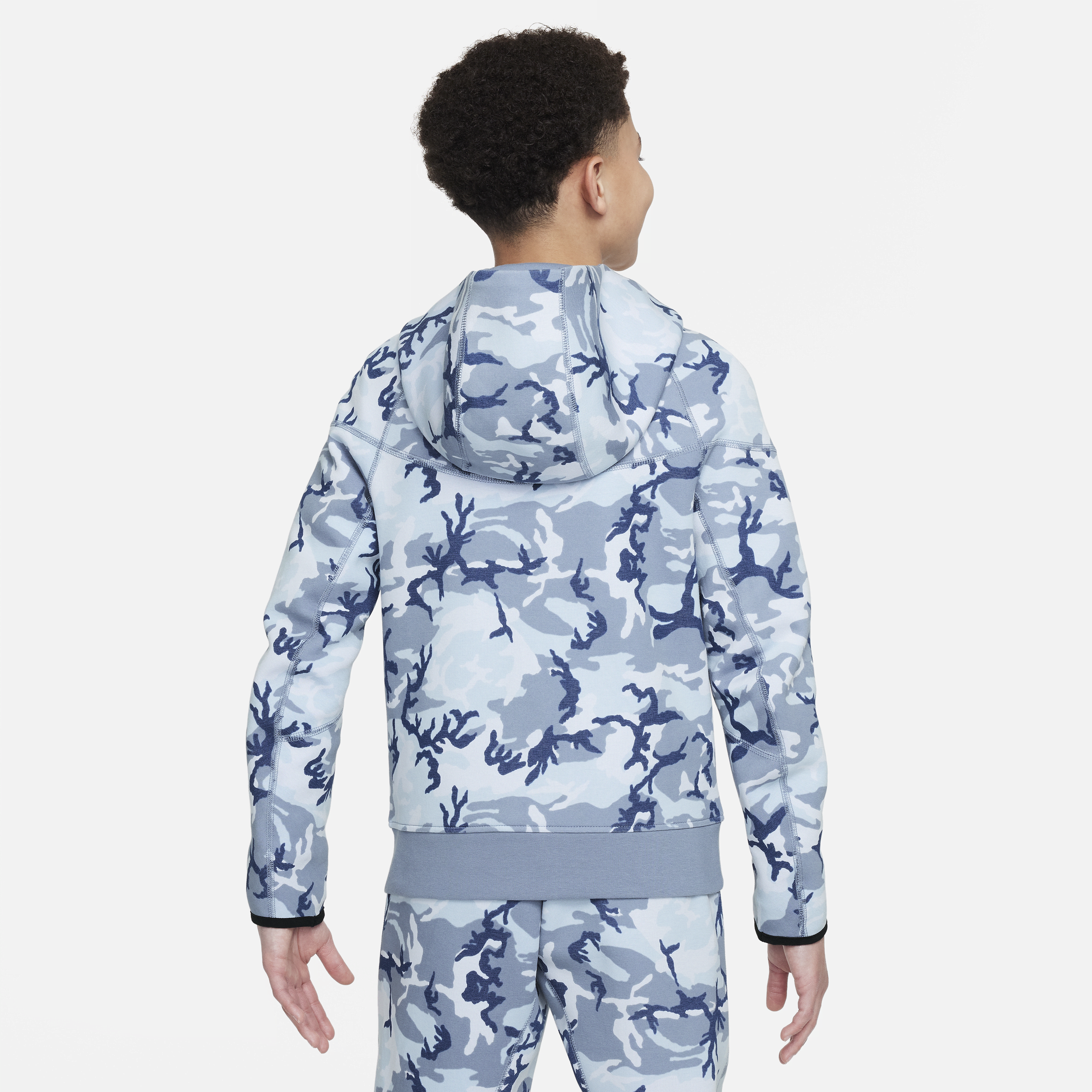 Nike Tech Fleece hoodie met camouflageprint en rits voor jongens Blauw