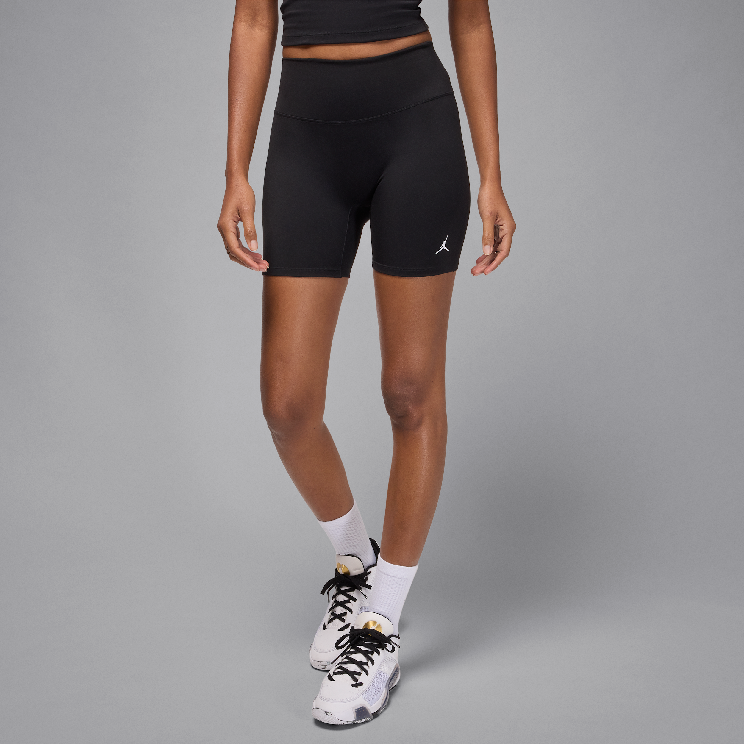 Jordan Sport Dri-FIT shorts met hoge taille voor dames (15 cm) Zwart