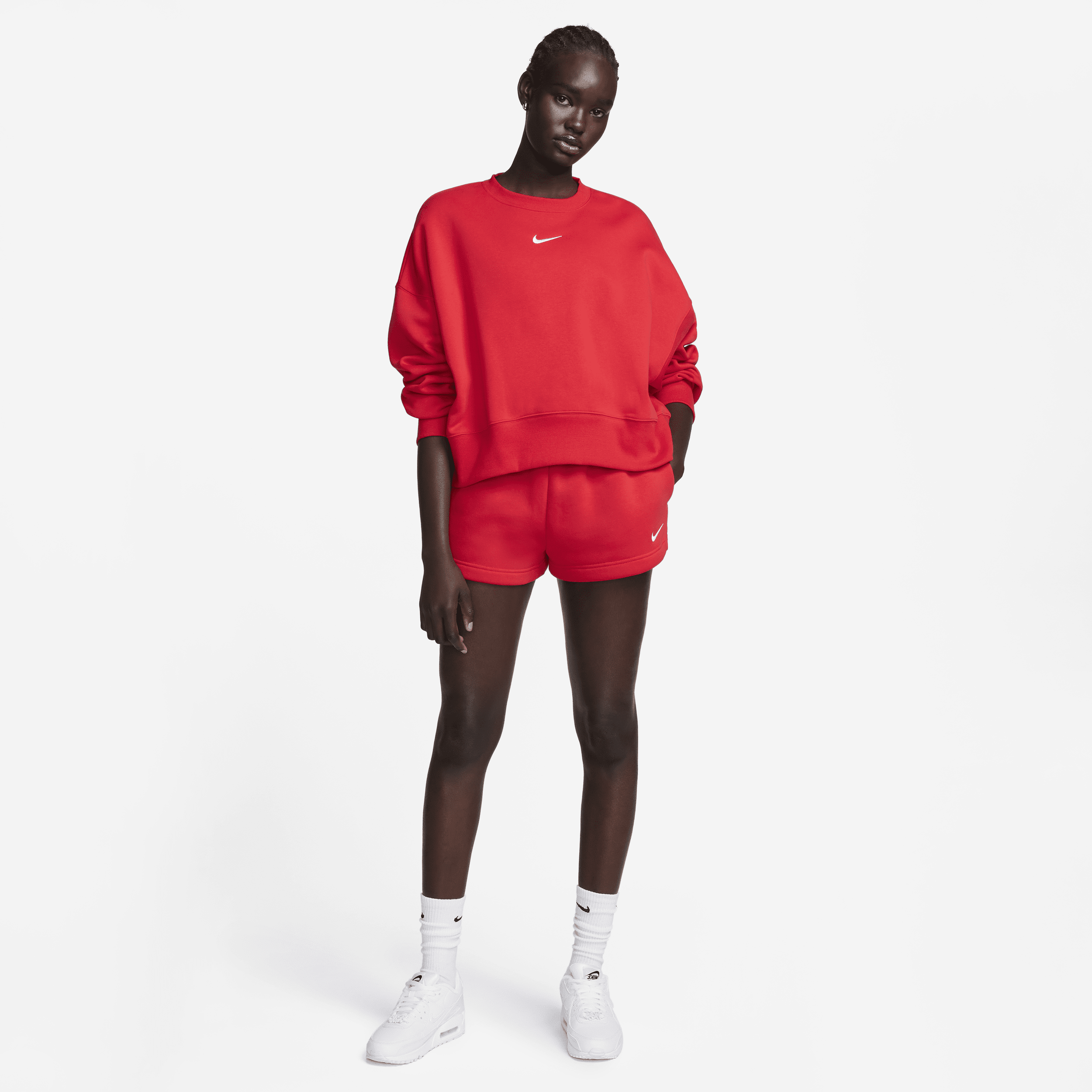 Nike Sportswear Phoenix Fleece extra oversized sweatshirt met ronde hals voor dames Rood