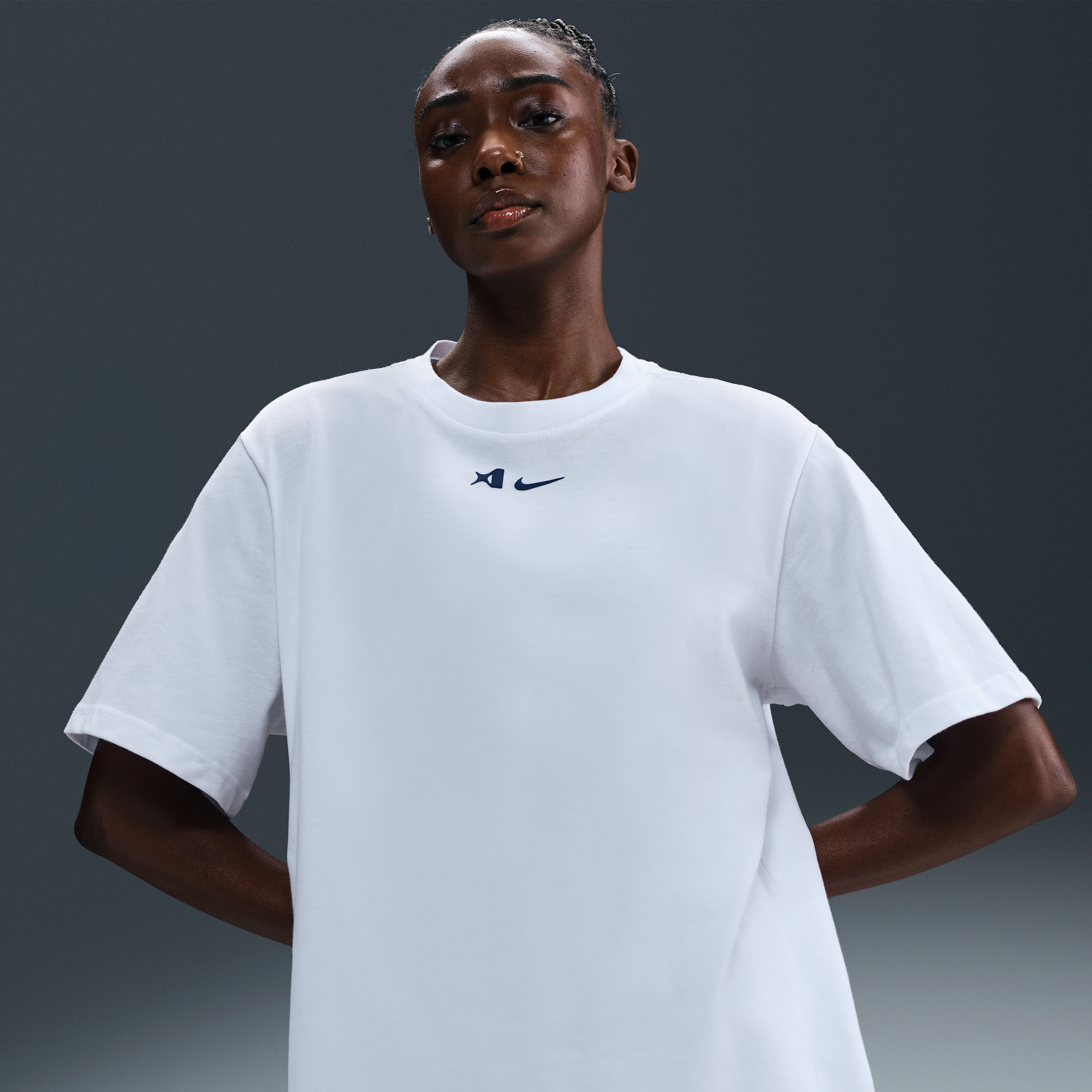 Thumbnail - A'ja Wilson weit geschnittenes Kurzarm-T-Shirt (Damen) - Weiß