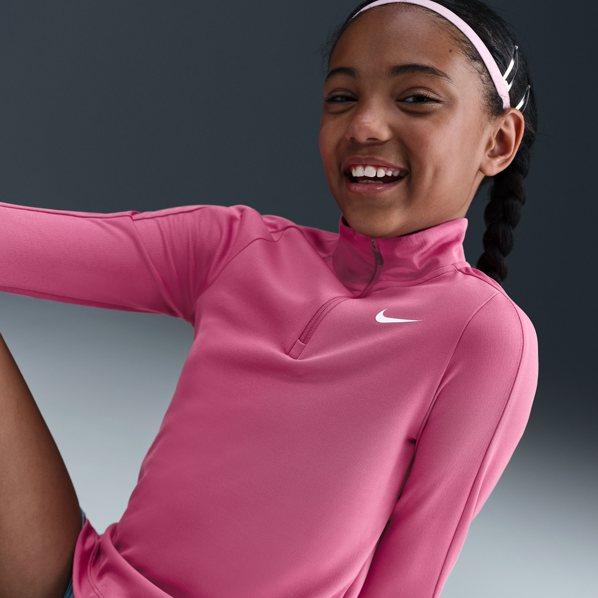 Thumbnail - Nike Dri-FIT Longsleeve mit Viertelreißverschluss (Mädchen) - Lila