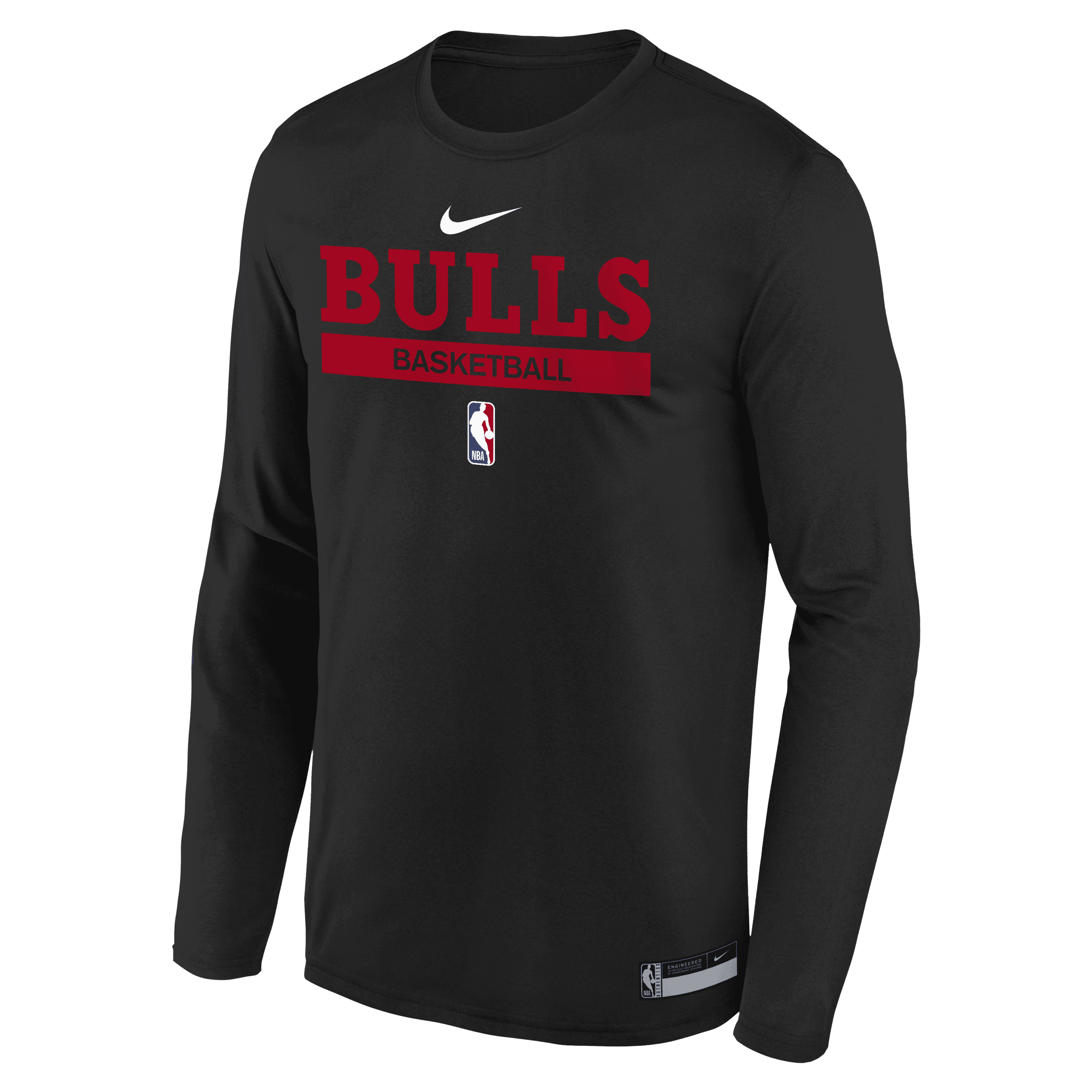 Nike Chicago Bulls NBA-trainingsshirt met Dri-FIT en lange mouwen voor kids Zwart