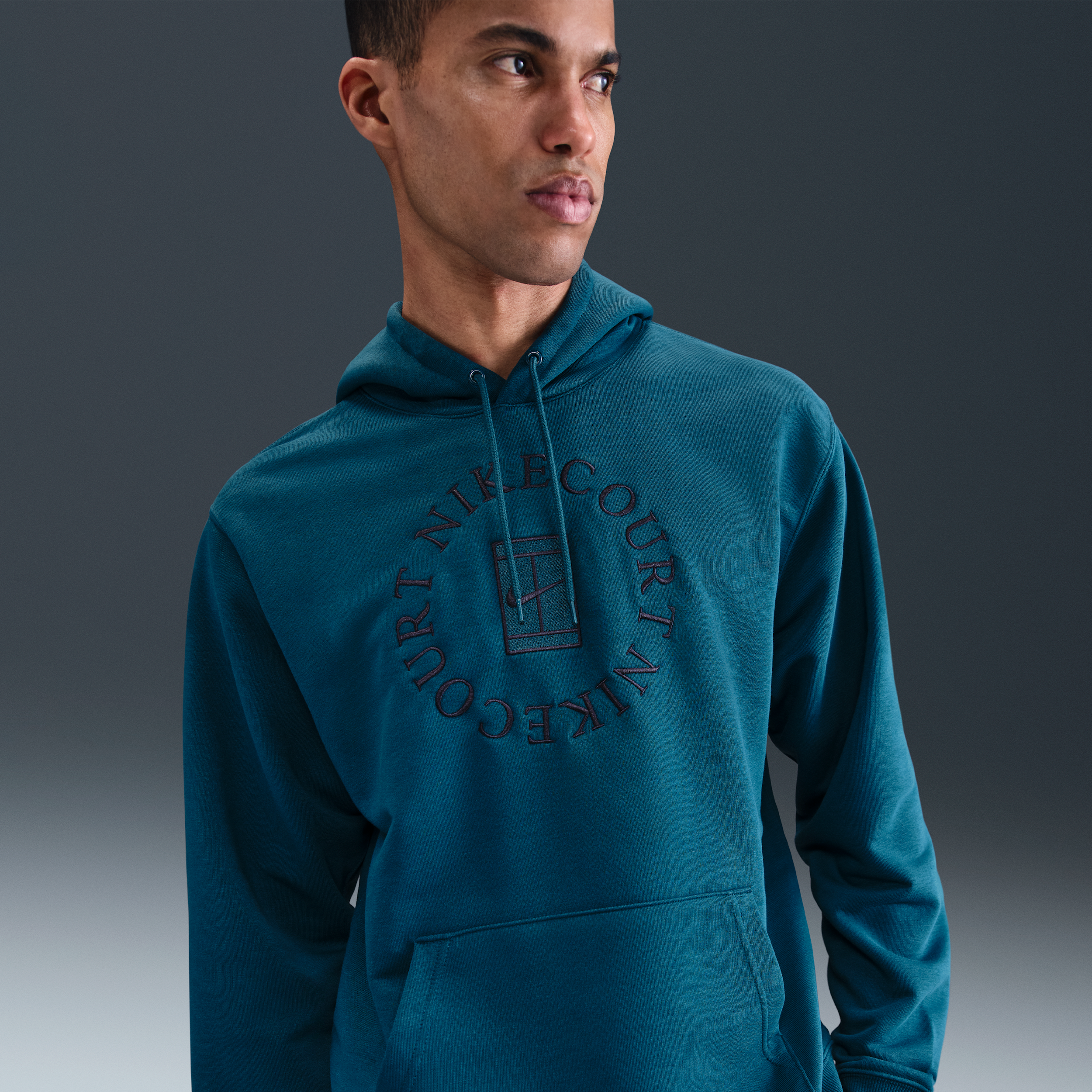 Thumbnail - NikeCourt Heritage Dri-FIT Tennis-Hoodie aus French Terry (Herren) - Blau