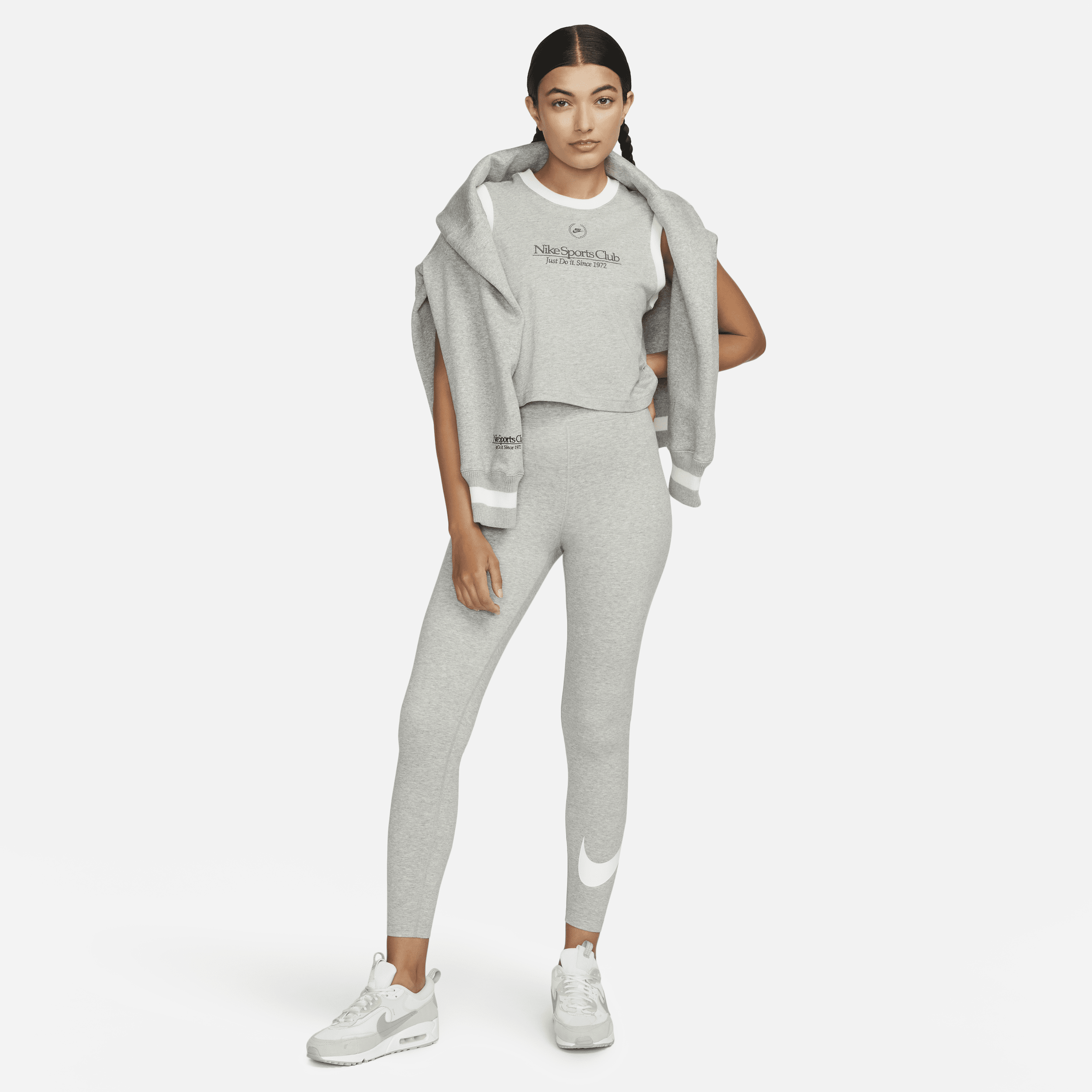 Nike Sportswear Classics legging met hoge taille en graphic voor dames Grijs