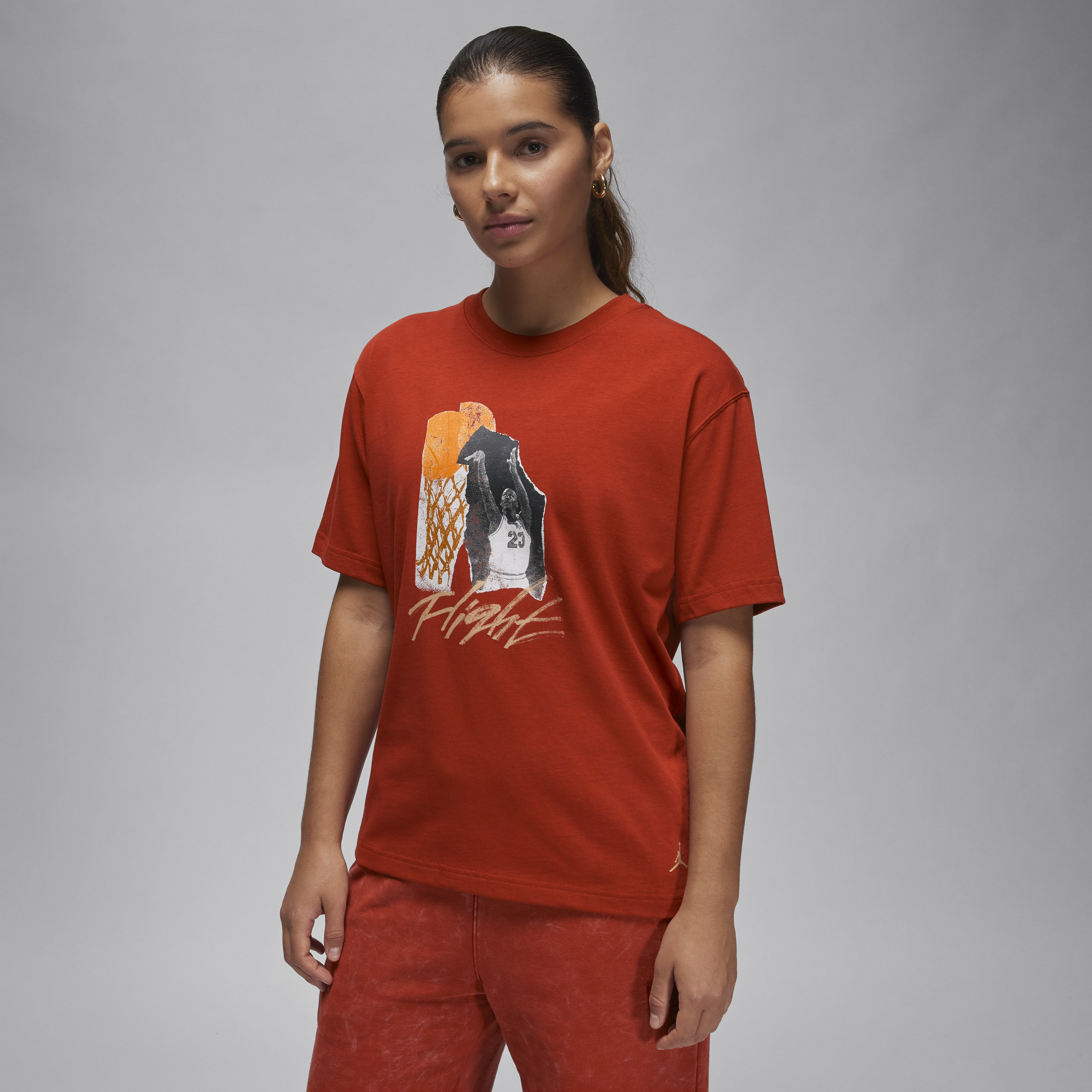 Jordan T-shirt met collage voor dames Rood