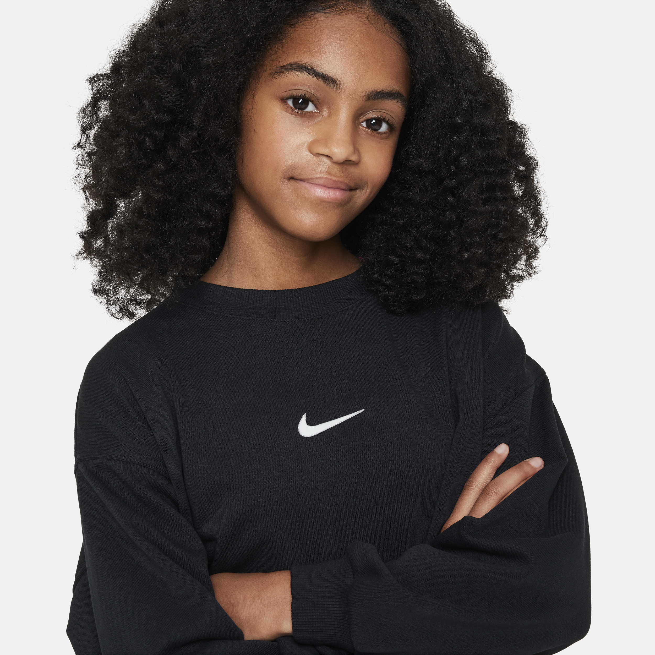 Nike Sportswear Dri-FIT sweatshirt met ronde hals voor meisjes Zwart
