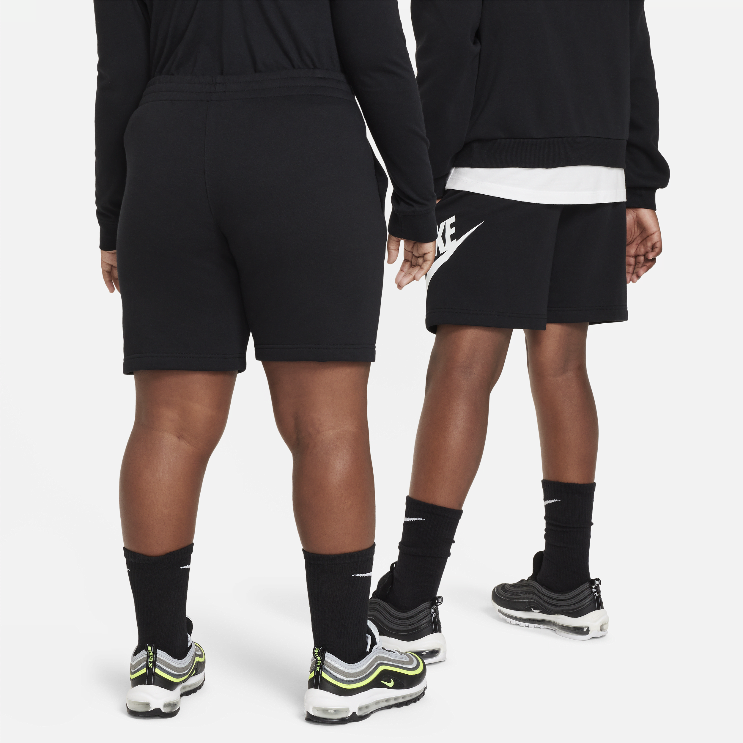 Nike Sportswear Club Fleece Shorts van sweatstof voor kids (ruimere maten) Zwart