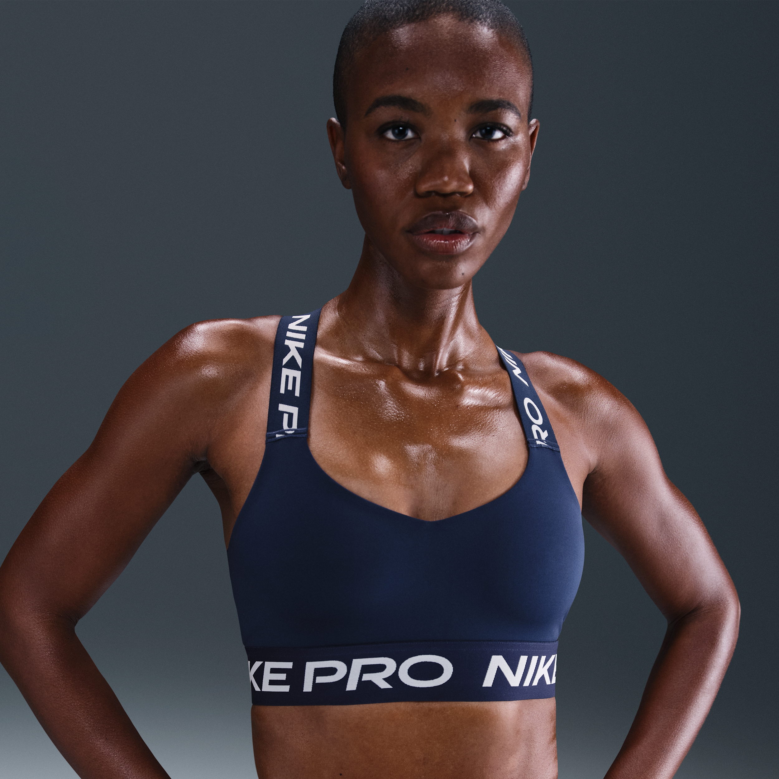 Thumbnail - Nike Pro gepolsterter Sport-BH mit leichtem Halt - Blau