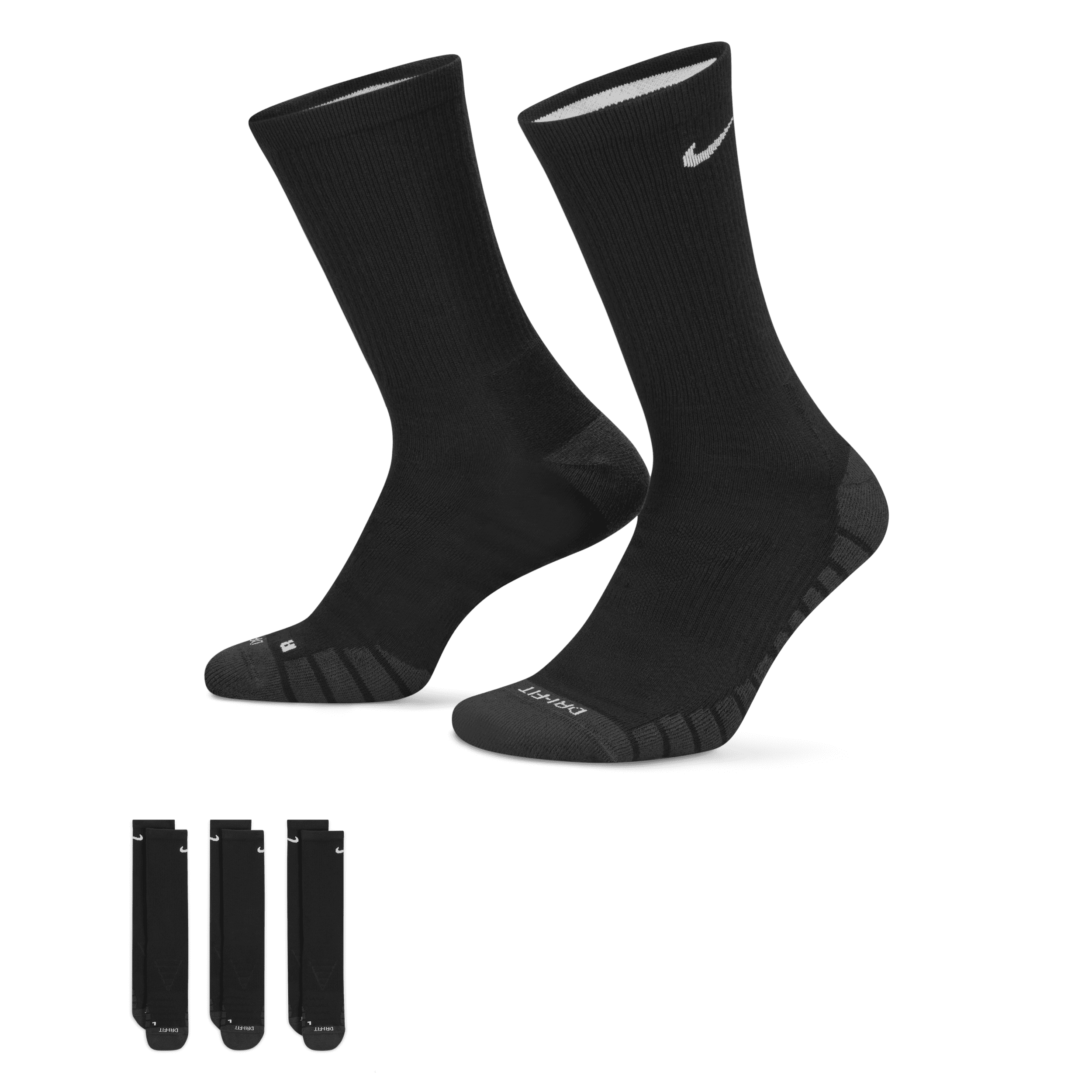 Nike Everyday Max Cushioned Crew-Trainingssocken (3 Paar) – Schwarz