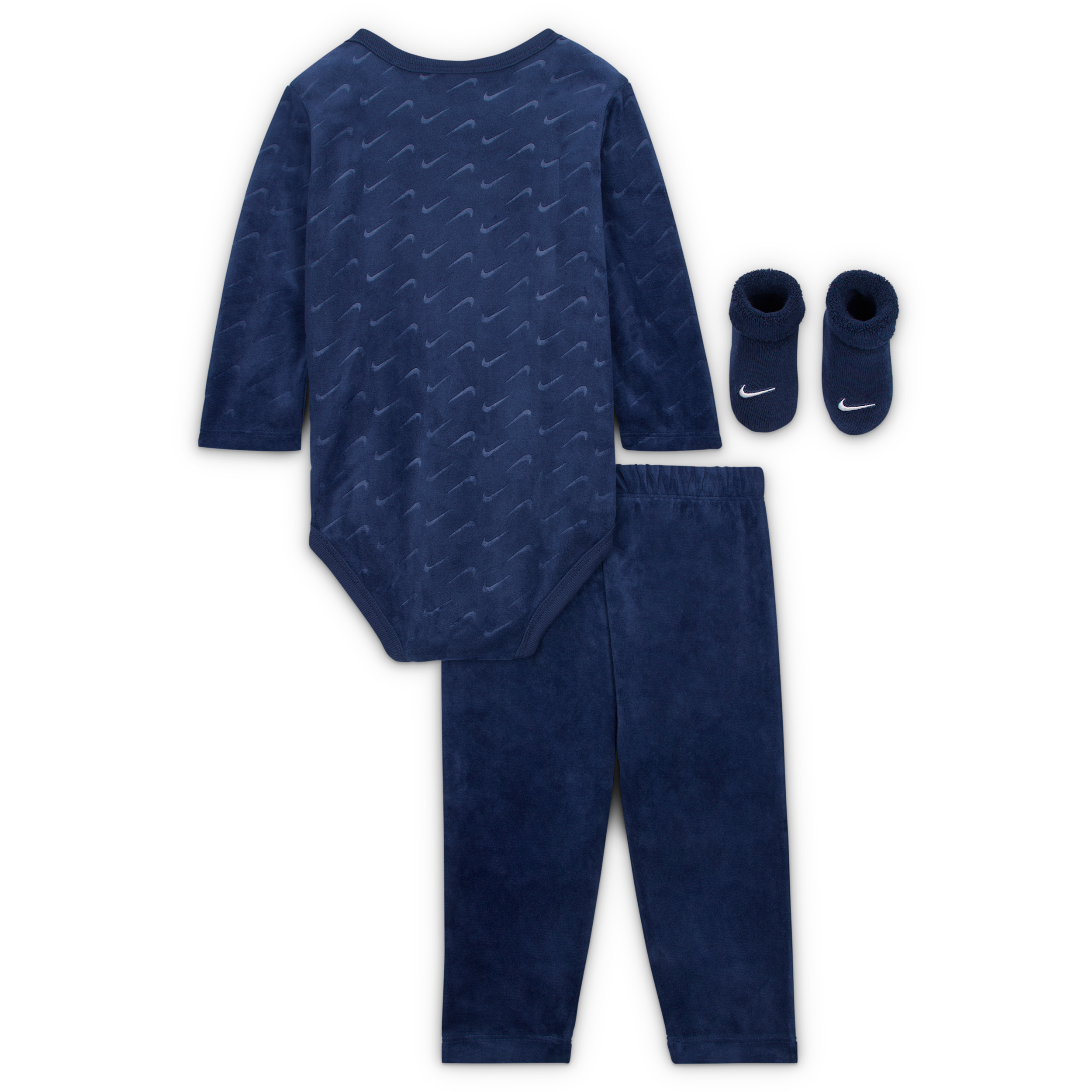 Thumbnail - Nike dreiteiliges Swoosh Box-Set aus Veloursmaterial (Babys, 0–9 Monate) - Blau