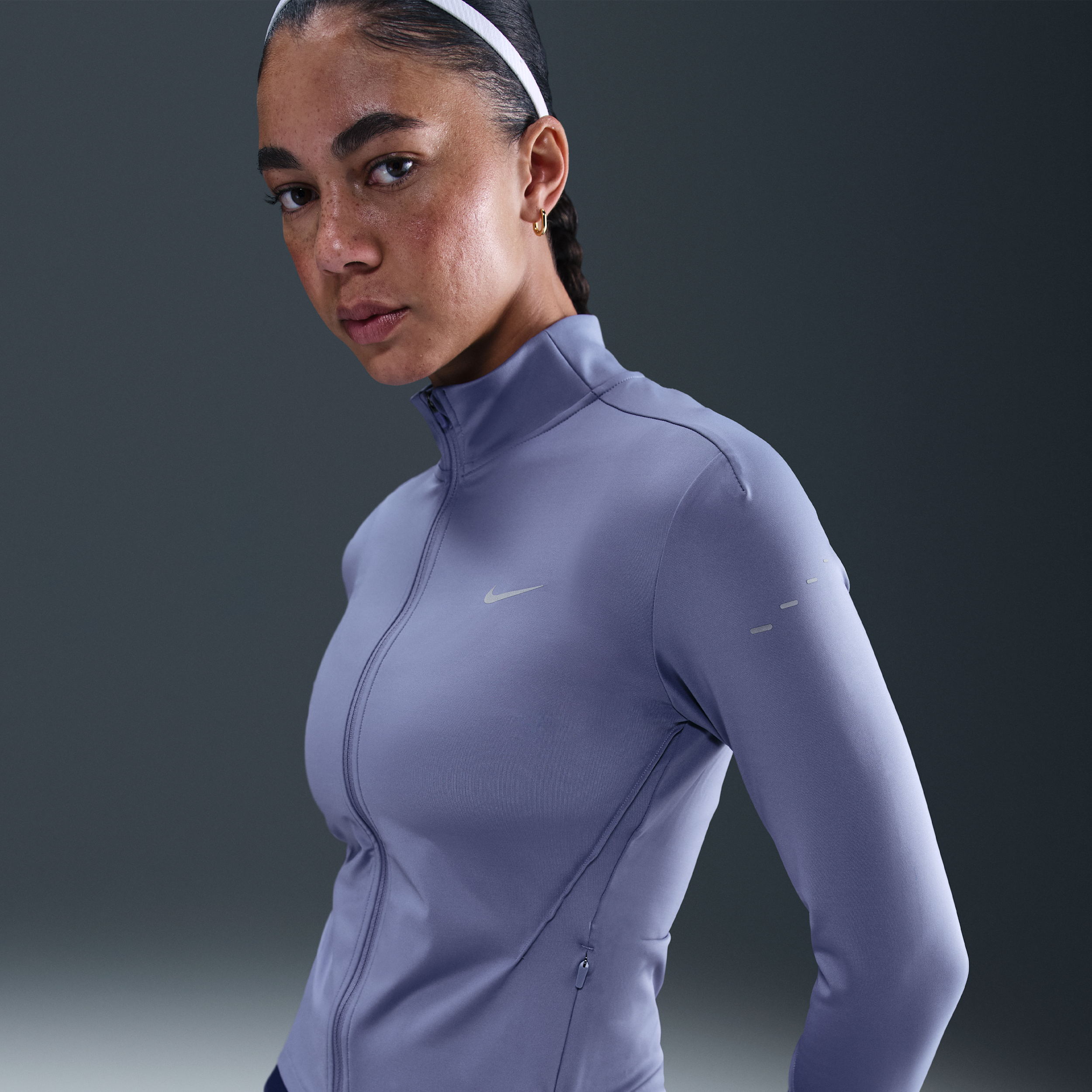 Nike Swift Dri-FIT tussenlaagtop voor hardlopen met volledige rits voor dames - Blauw