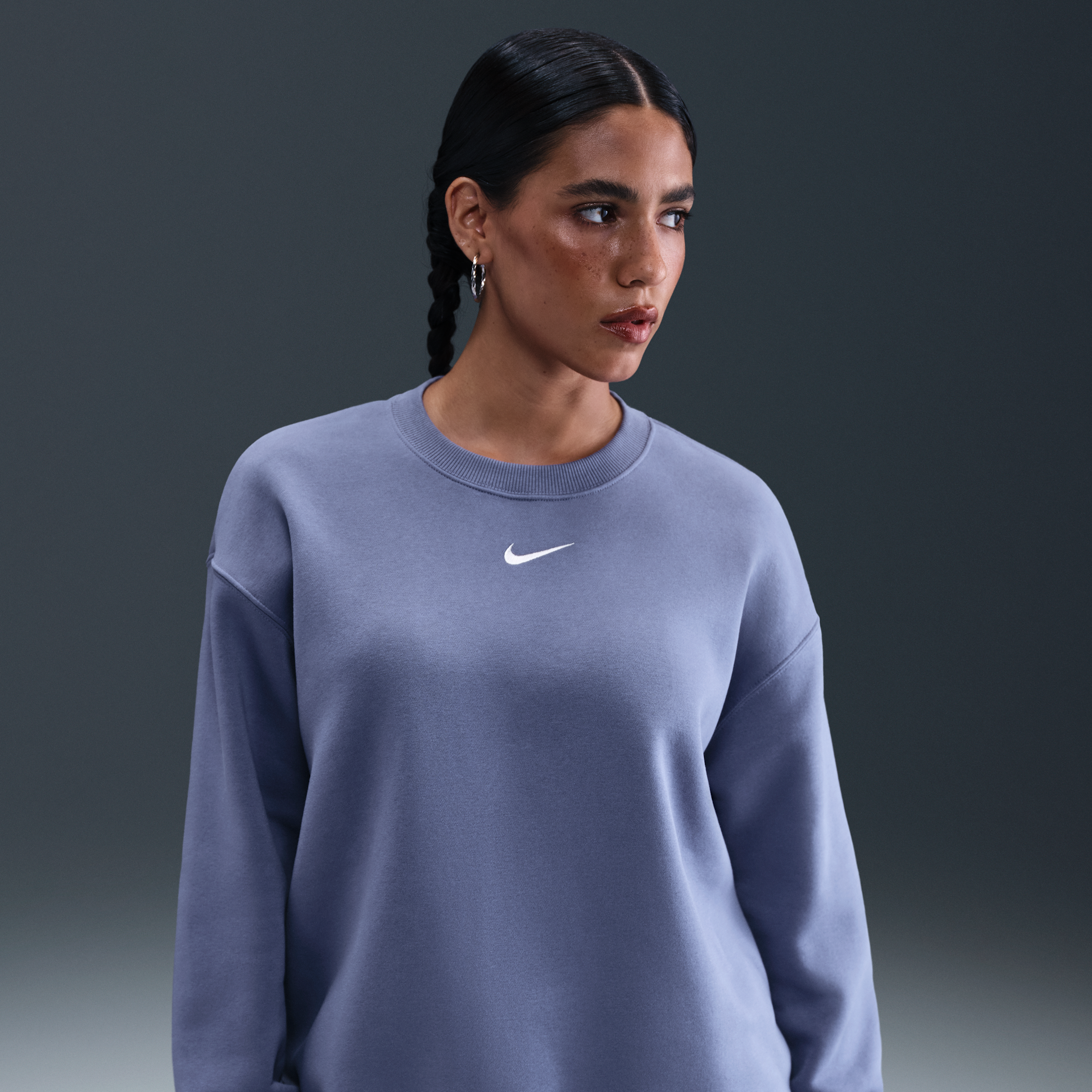 Thumbnail - Nike Phoenix Fleece Oversize-Damen-Sweatshirt mit Rundhalsausschnitt - Blau