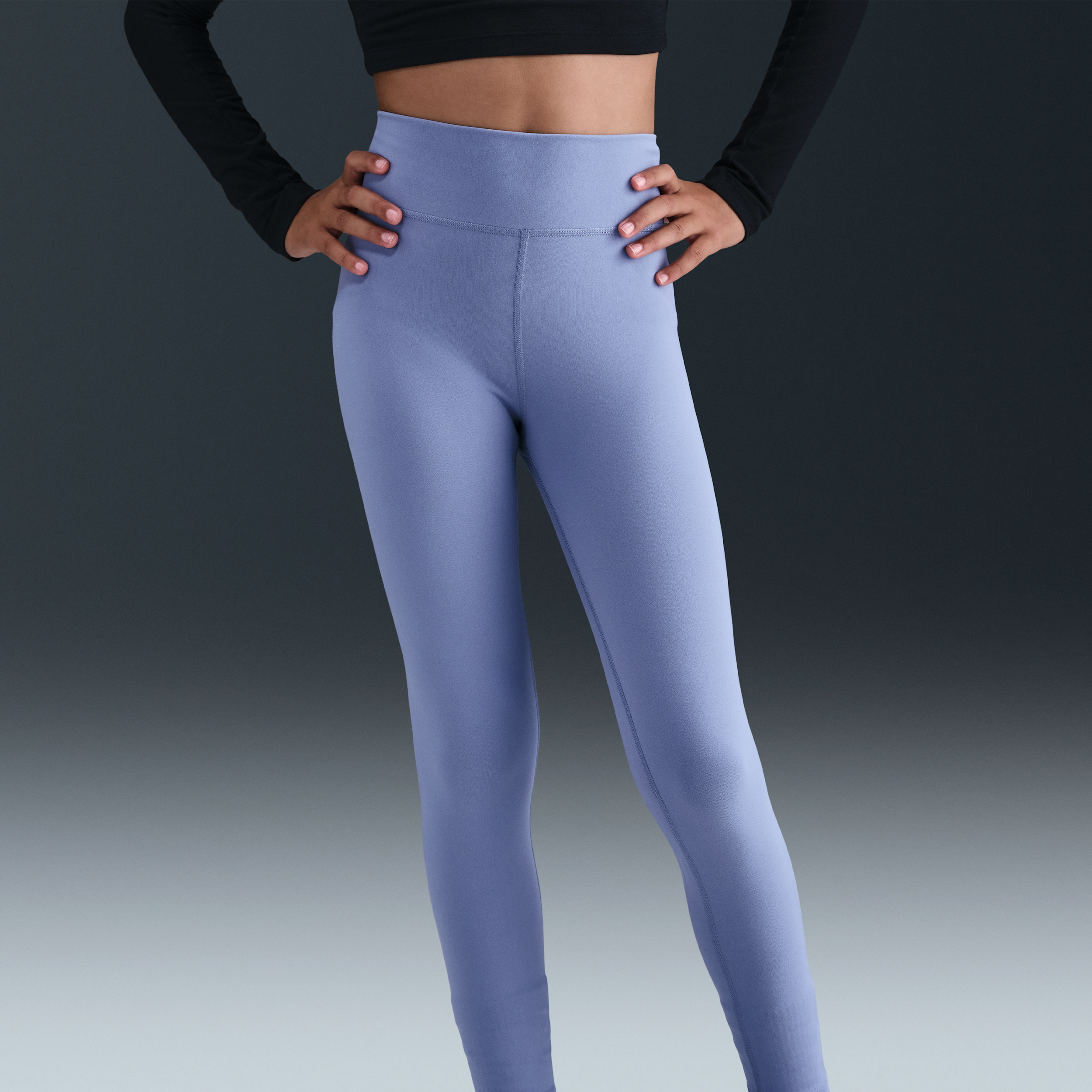 Thumbnail - Nike One Dri-FIT-Leggings mit hohem Taillenbund für ältere Kinder (Mädchen) - Blau