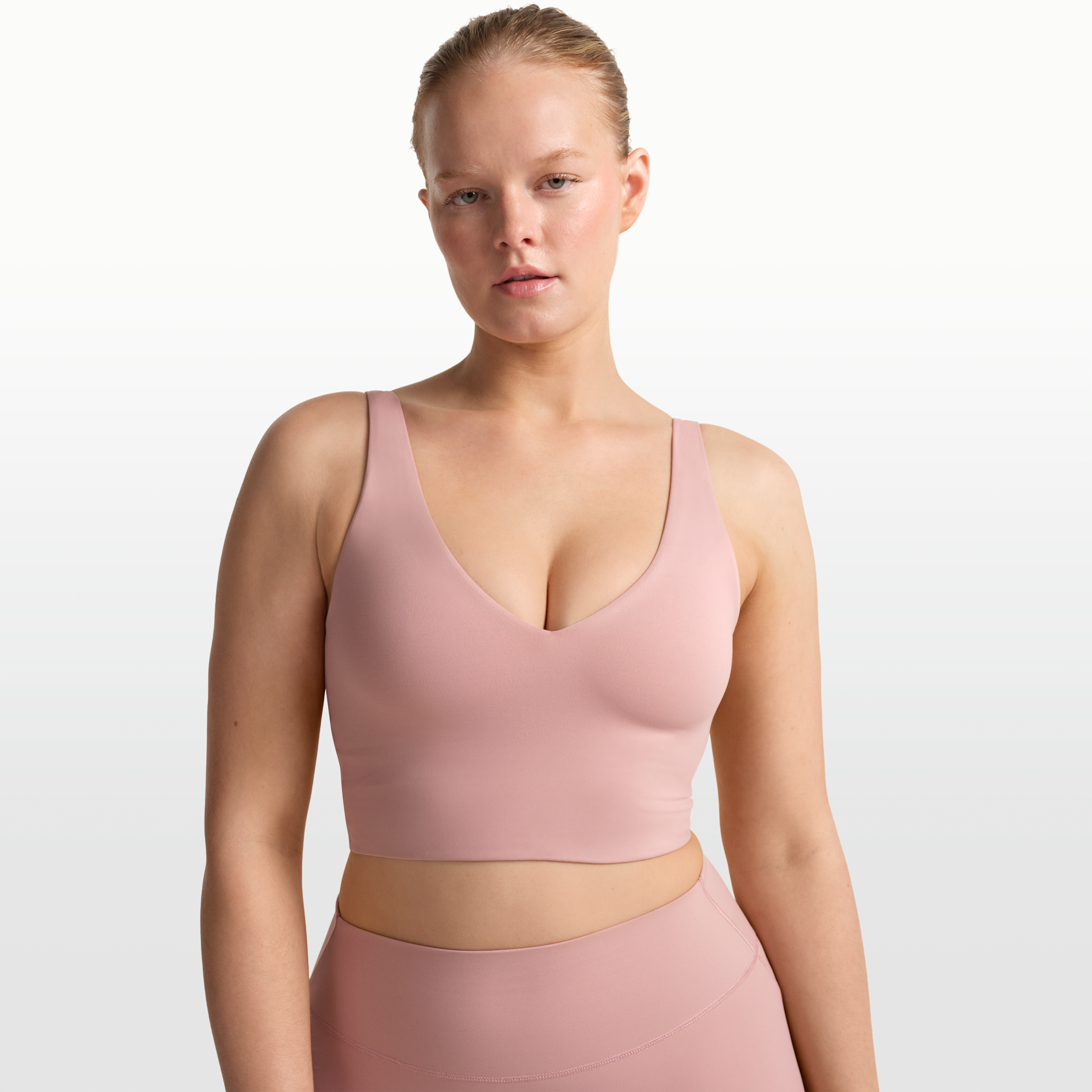 Thumbnail - NikeSKIMS Matte Longline-BH mit V-Ausschnitt (Damen) - Pink