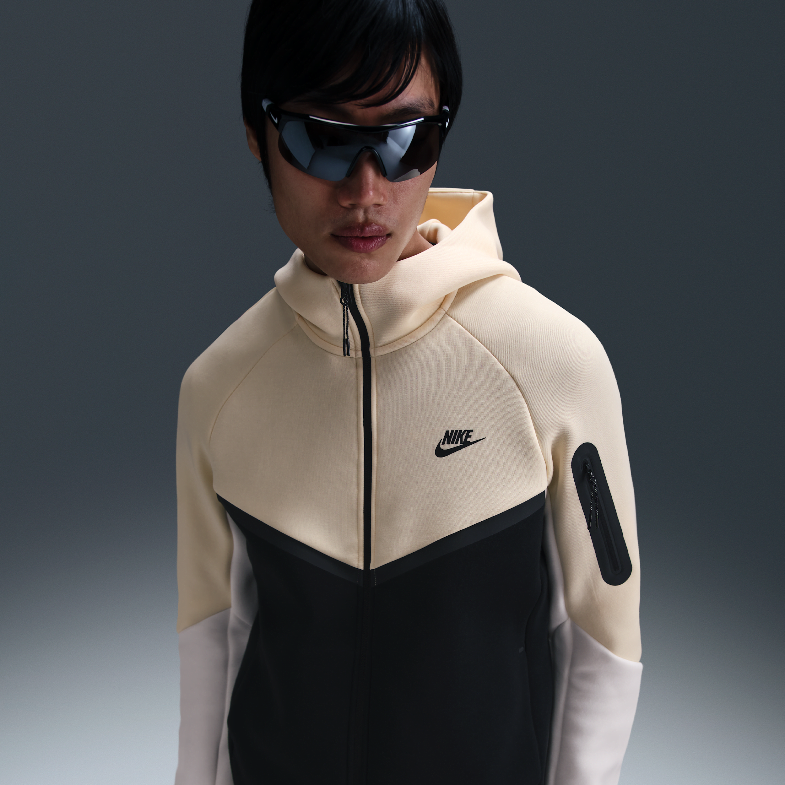 Sweat à capuche et zip Windrunner Nike Tech pour homme - Marron