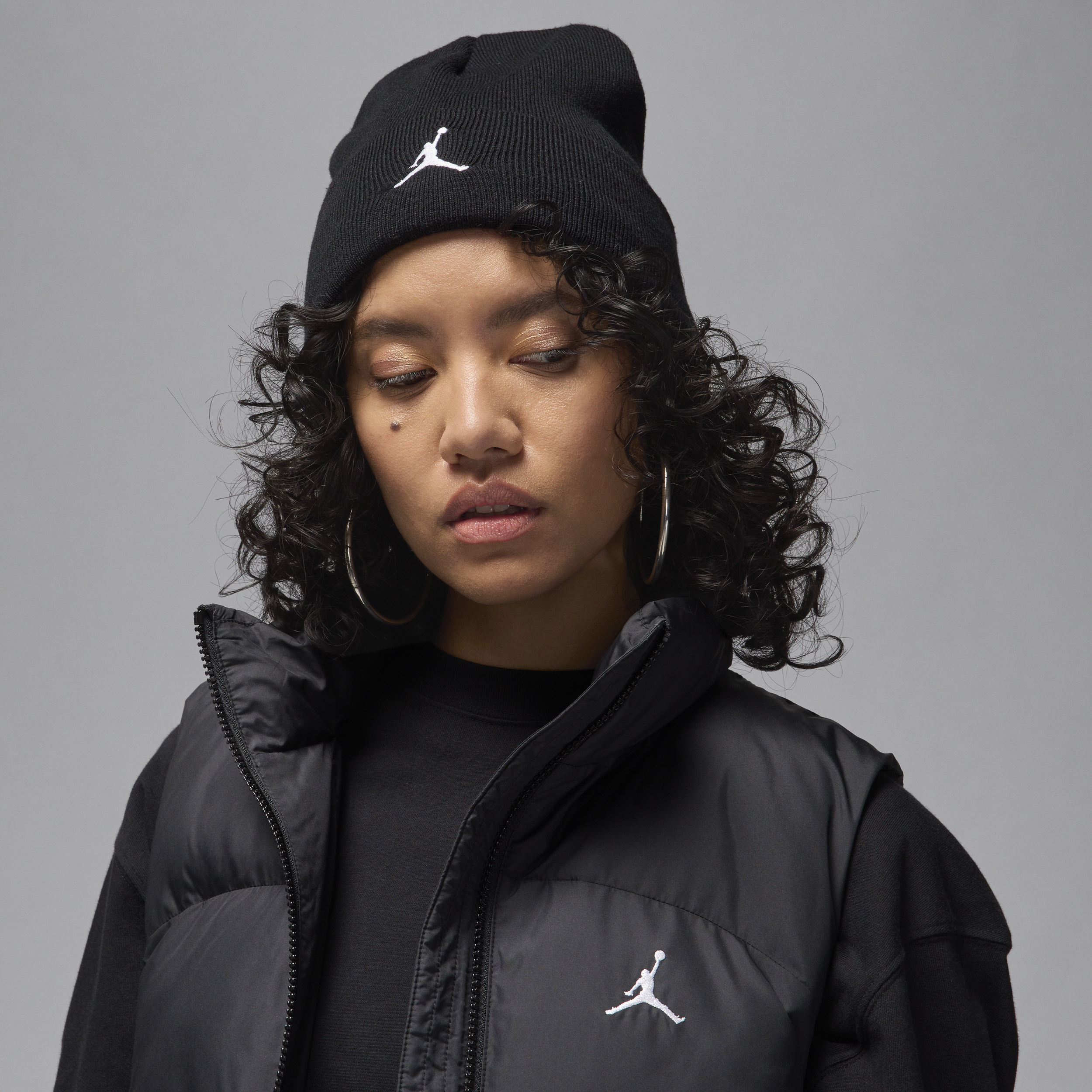 Nike Jordan Peak Satin-Lined Beanie - Black - Polyester