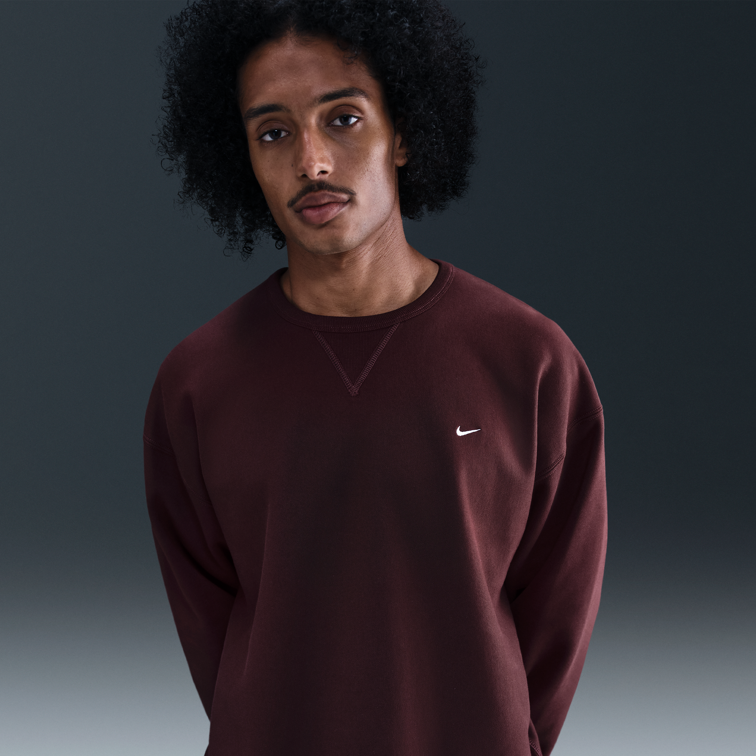 Nike Solo Swoosh Mens Fleece Crew - Red - Cotton/Polyester