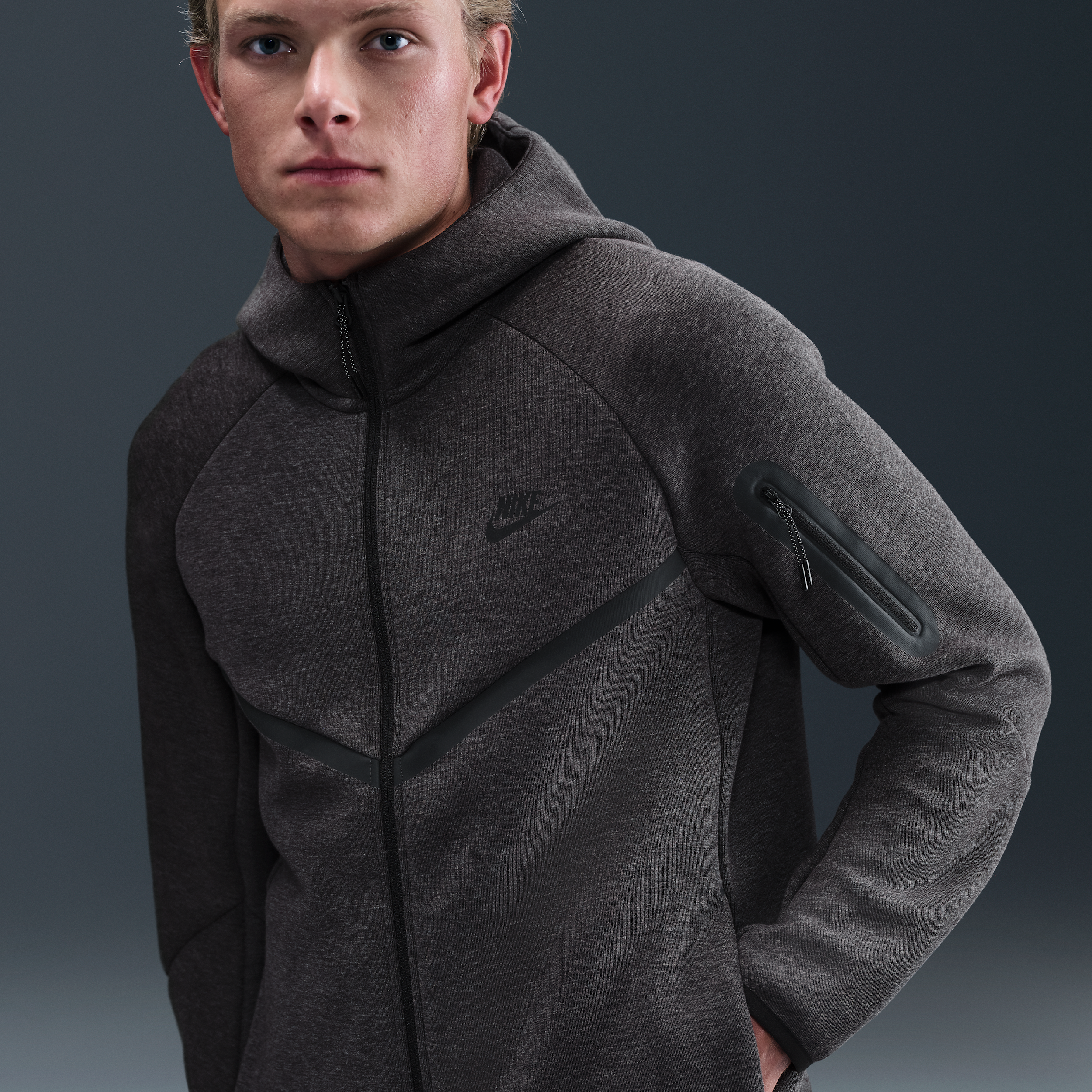 Nike Tech Mens Fleece Windrunner Full-Zip Jacket - Black - Cotton/Polyester