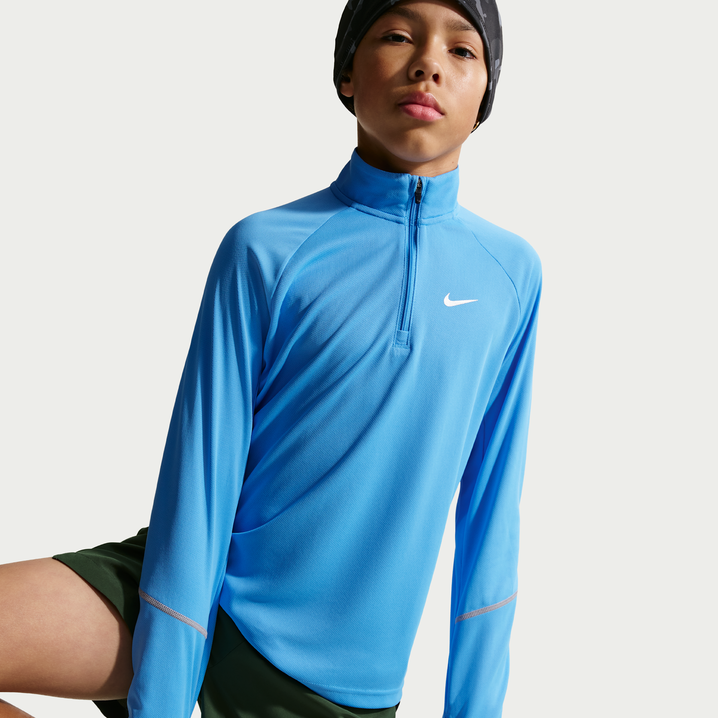 Thumbnail - Nike Miler Dri-FIT Oberteil mit Halbreißverschluss (ältere Kinder) - Blau