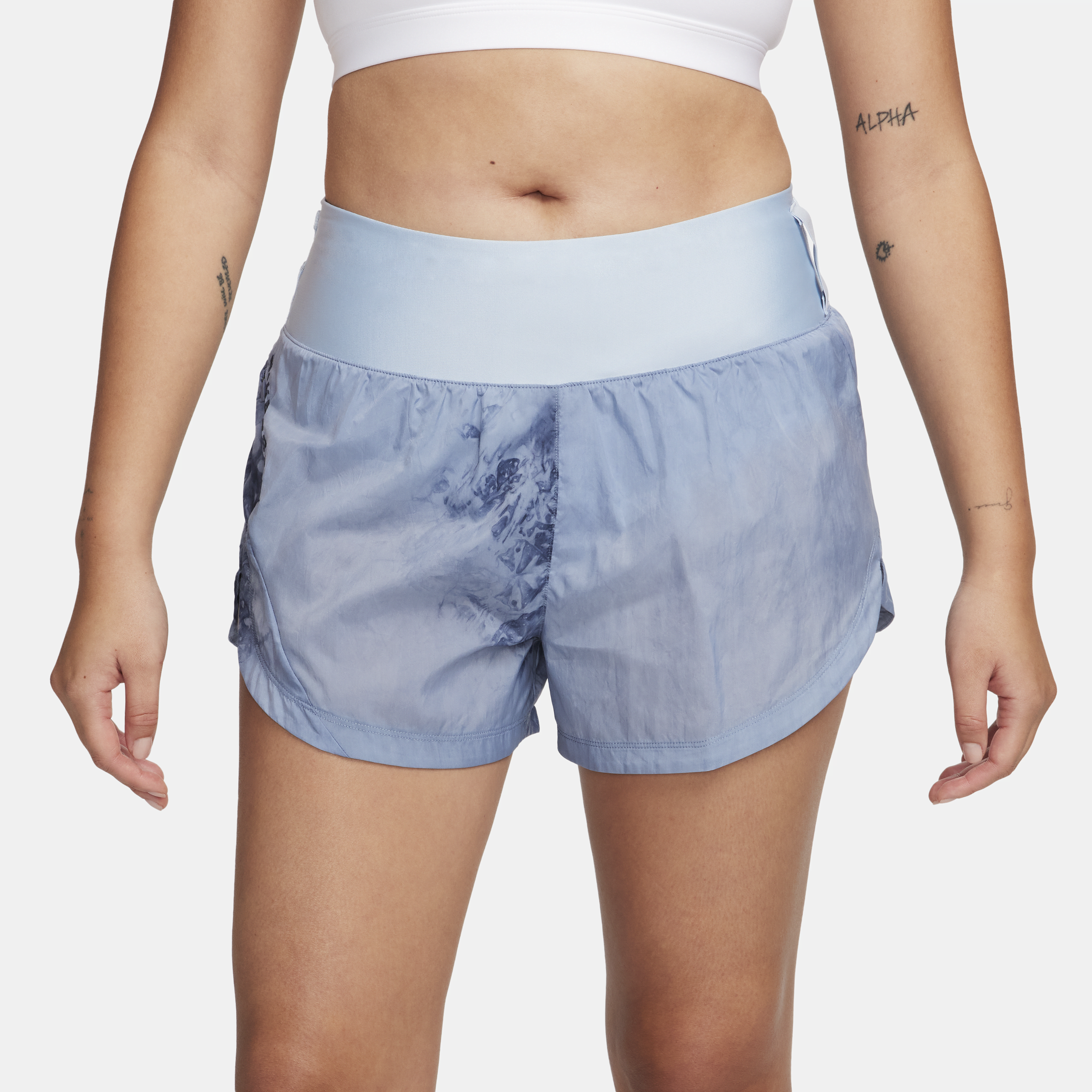 Nike Trail Repel hardloopshorts met halfhoge taille en binnenbroekje voor dames (8 cm) Blauw