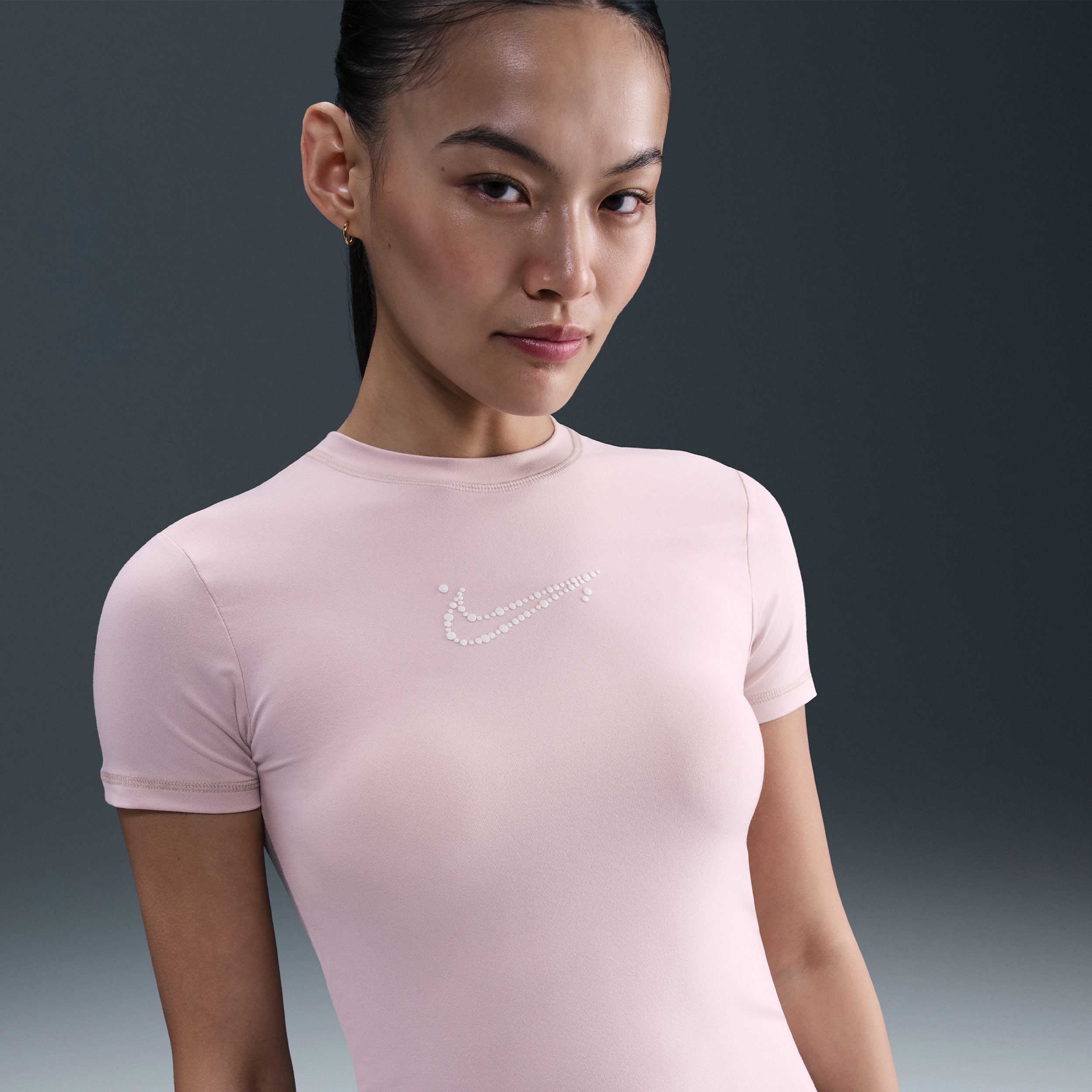 Nike Womens Tight Cropped T-Shirt - Pink - Polyester/Elastane