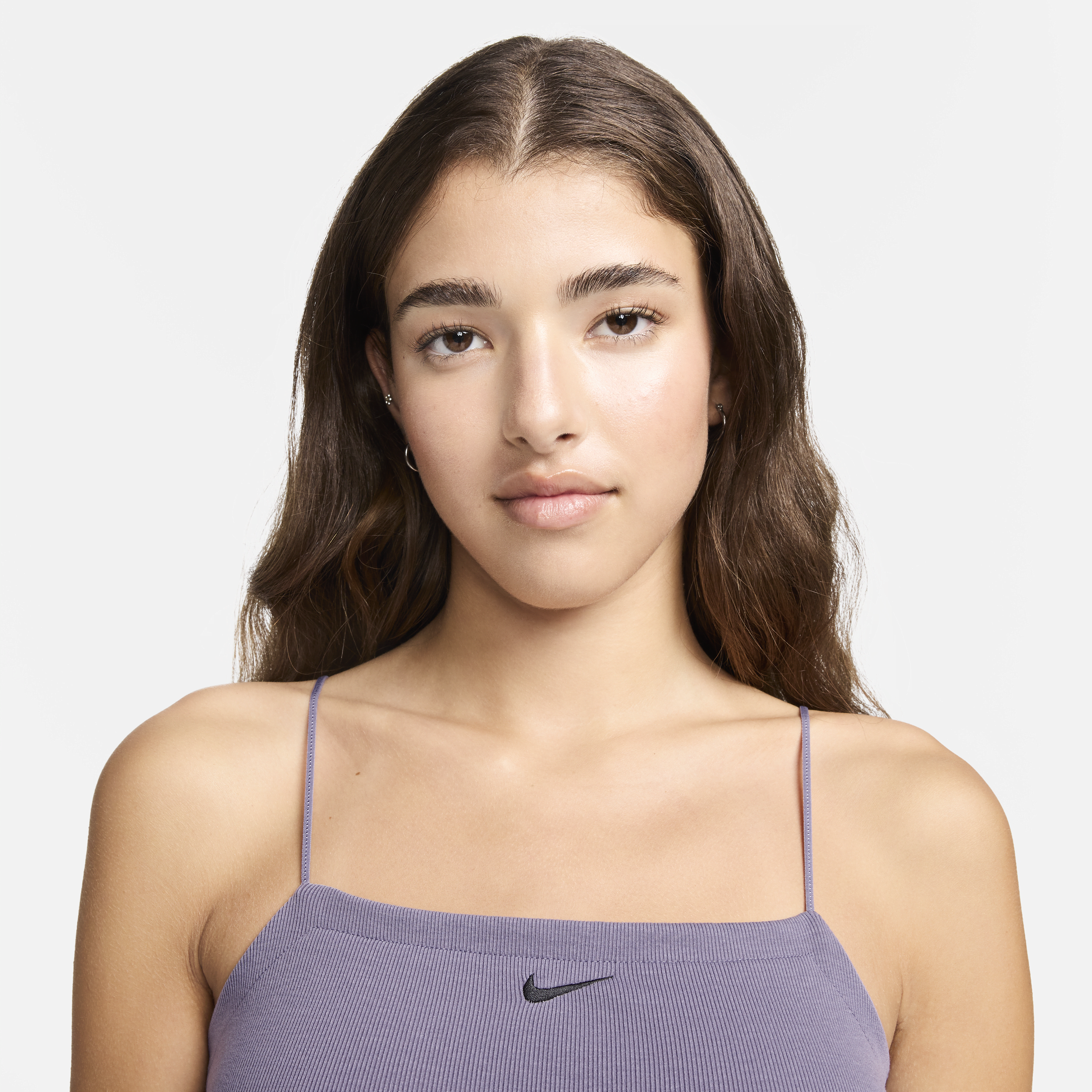 Nike Sportswear Chill Knit strakke cami jurk met mini-ribbels Paars