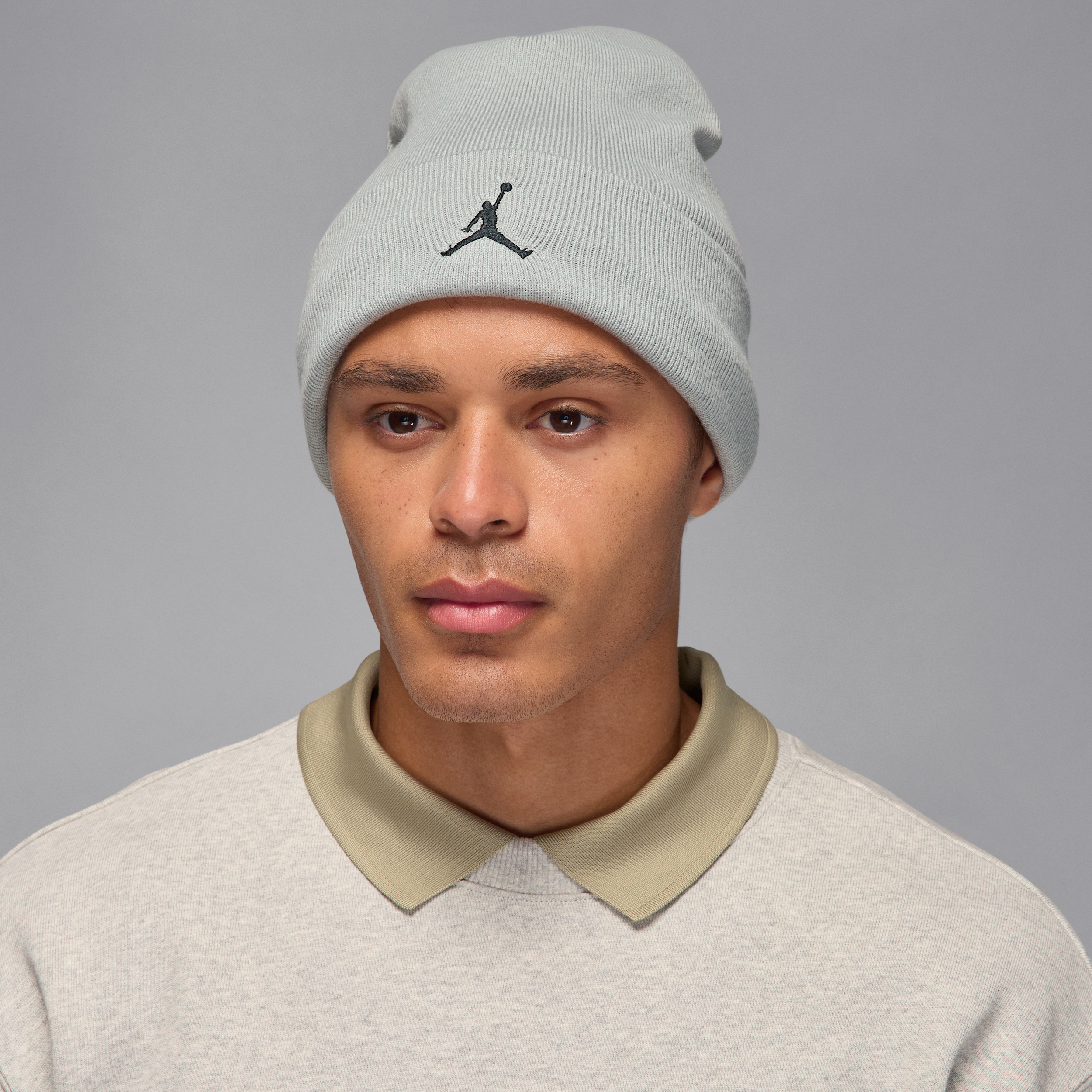 Nike Jordan Peak Satin-Lined Beanie - Grey - Polyester