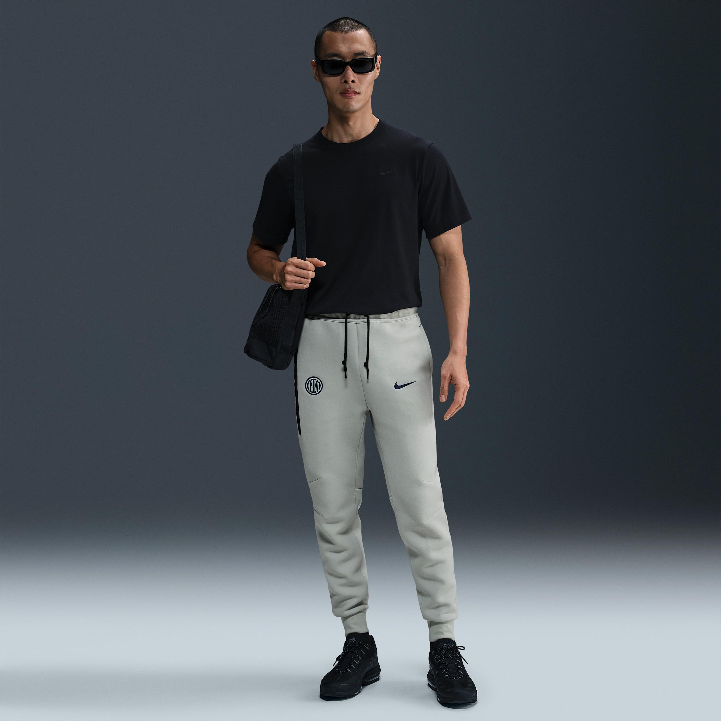 Inter Milan Tech Mens Nike Football Fleece Joggers - Grey - Cotton/Polyester