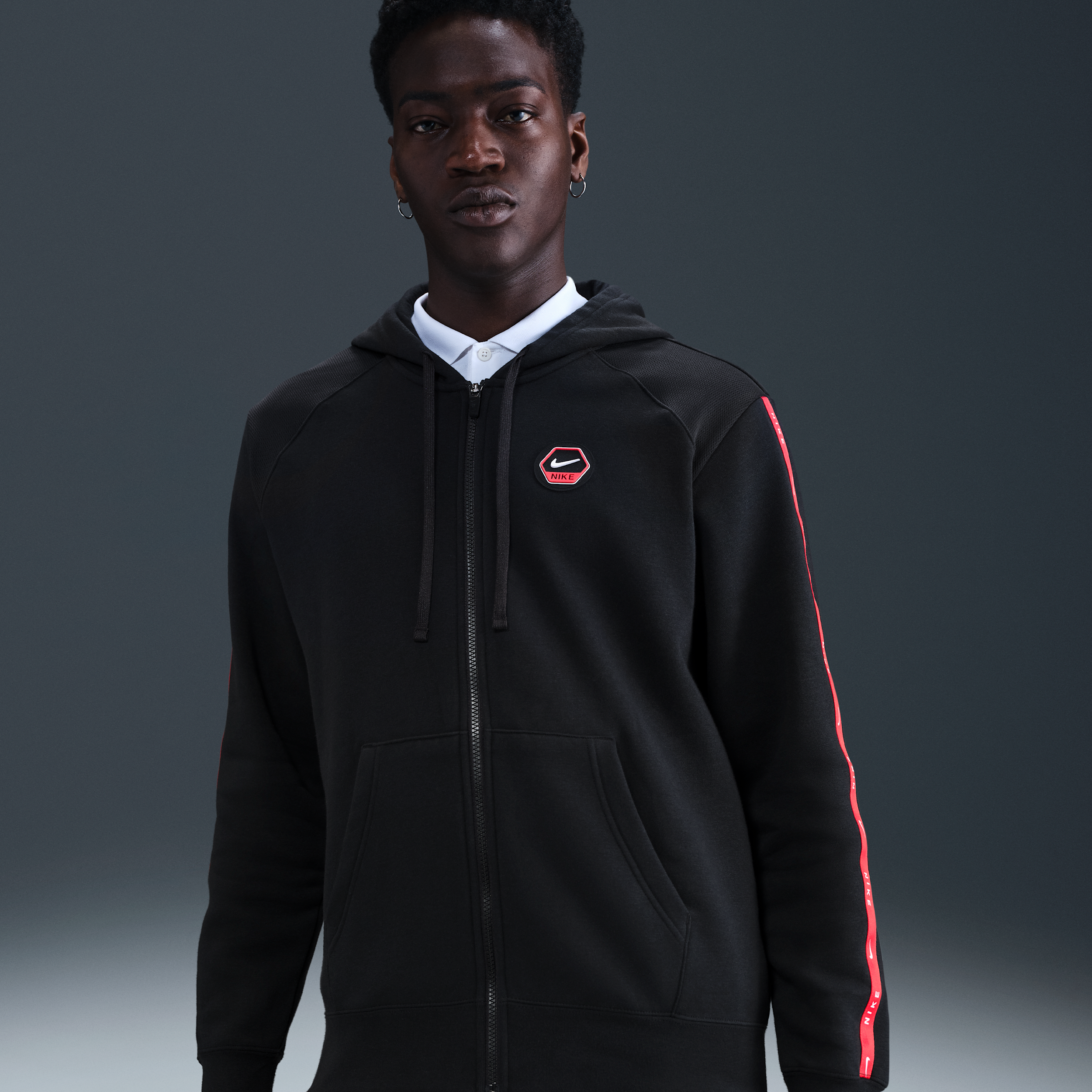 Felpa in fleece con cappuccio e zip a tutta lunghezza Nike City Side - Uomo - Nero