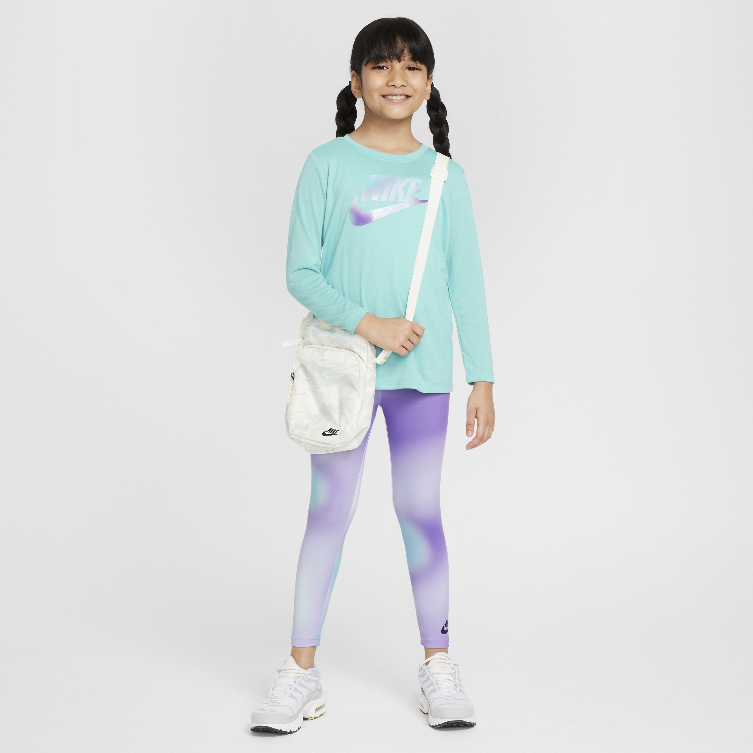 Ensemble t-shirt à manches longues et legging Nike Dri-FIT pour enfant - Pourpre