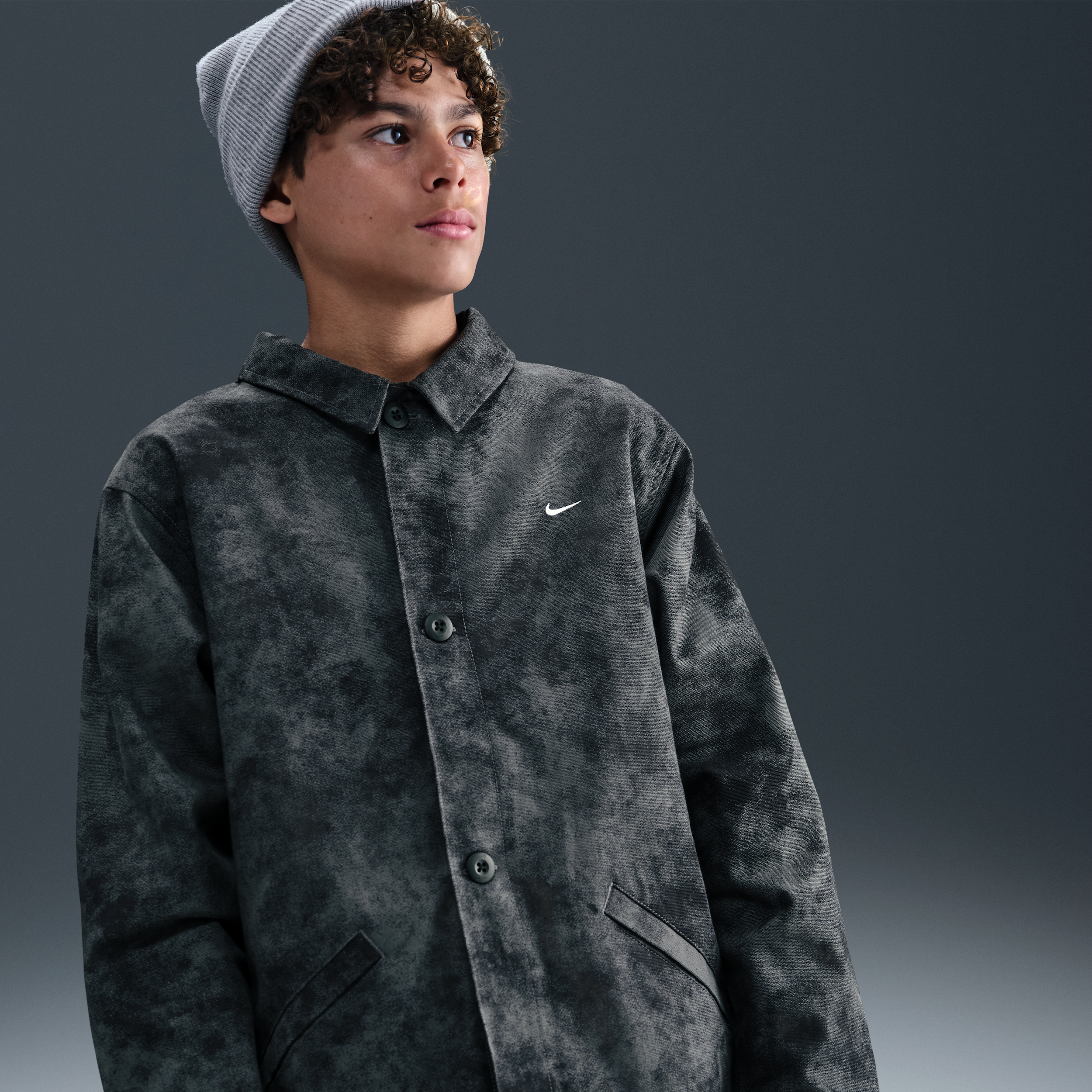 Nike Sportswear Metro Ground Older Kids (Boys) Button-Down Top - Black - Cotton