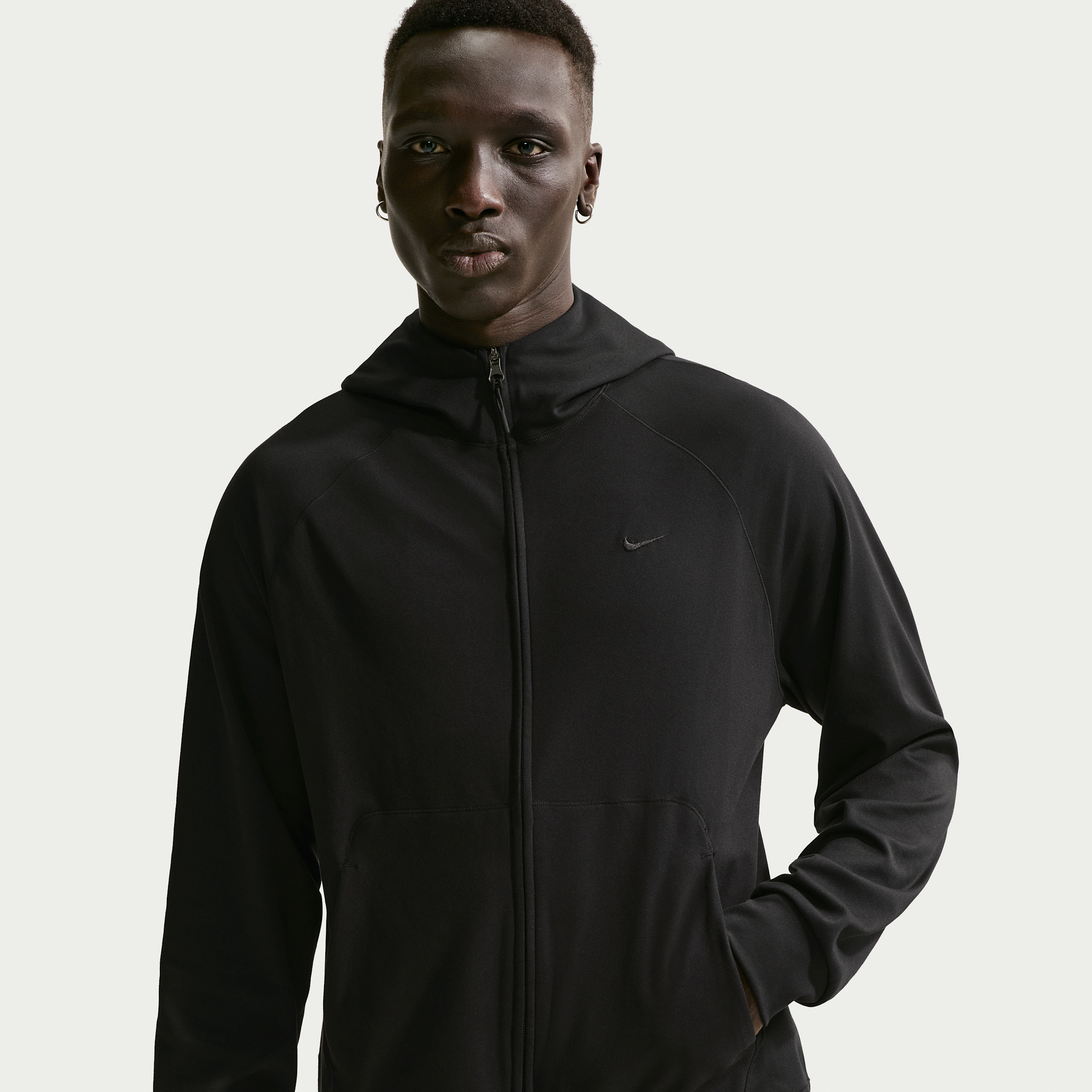 Nike Primary NanoKnit Mens Dri-FIT UV Protection Full-Zip Performance Hoodie - Black - Polyester/Elastane