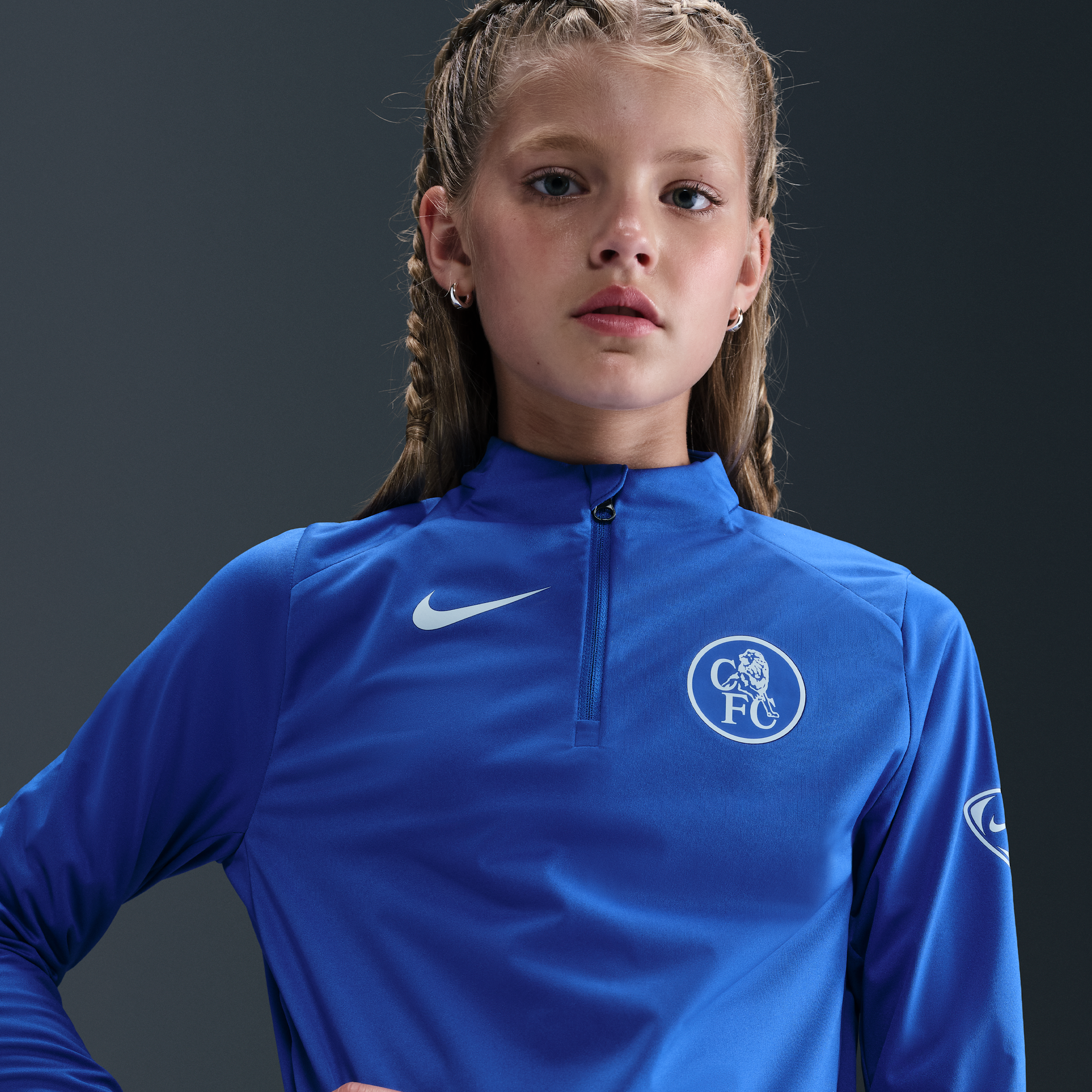 Thumbnail - FC Chelsea Strike Third Nike Dri-FIT Total 90 Fußball-Drill-Oberteil aus Strickmaterial (ältere Kinder) - Blau