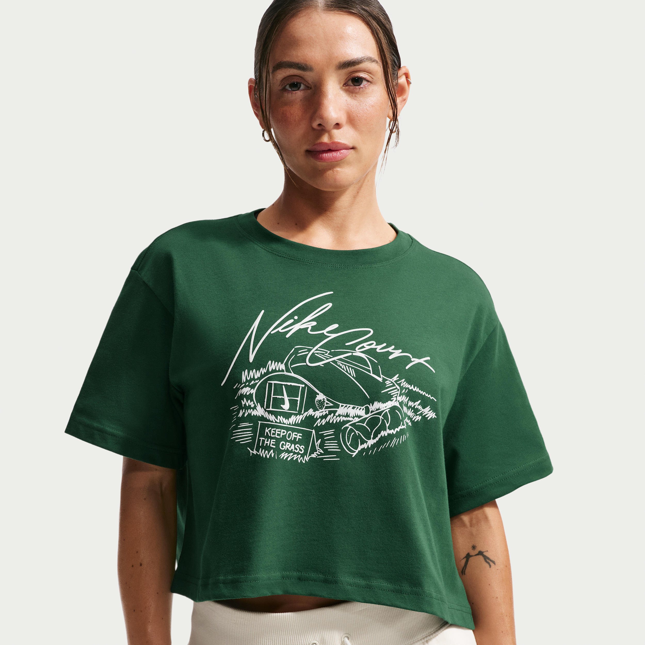 Kort Nike Tennis-T-shirt til kvinder - grøn