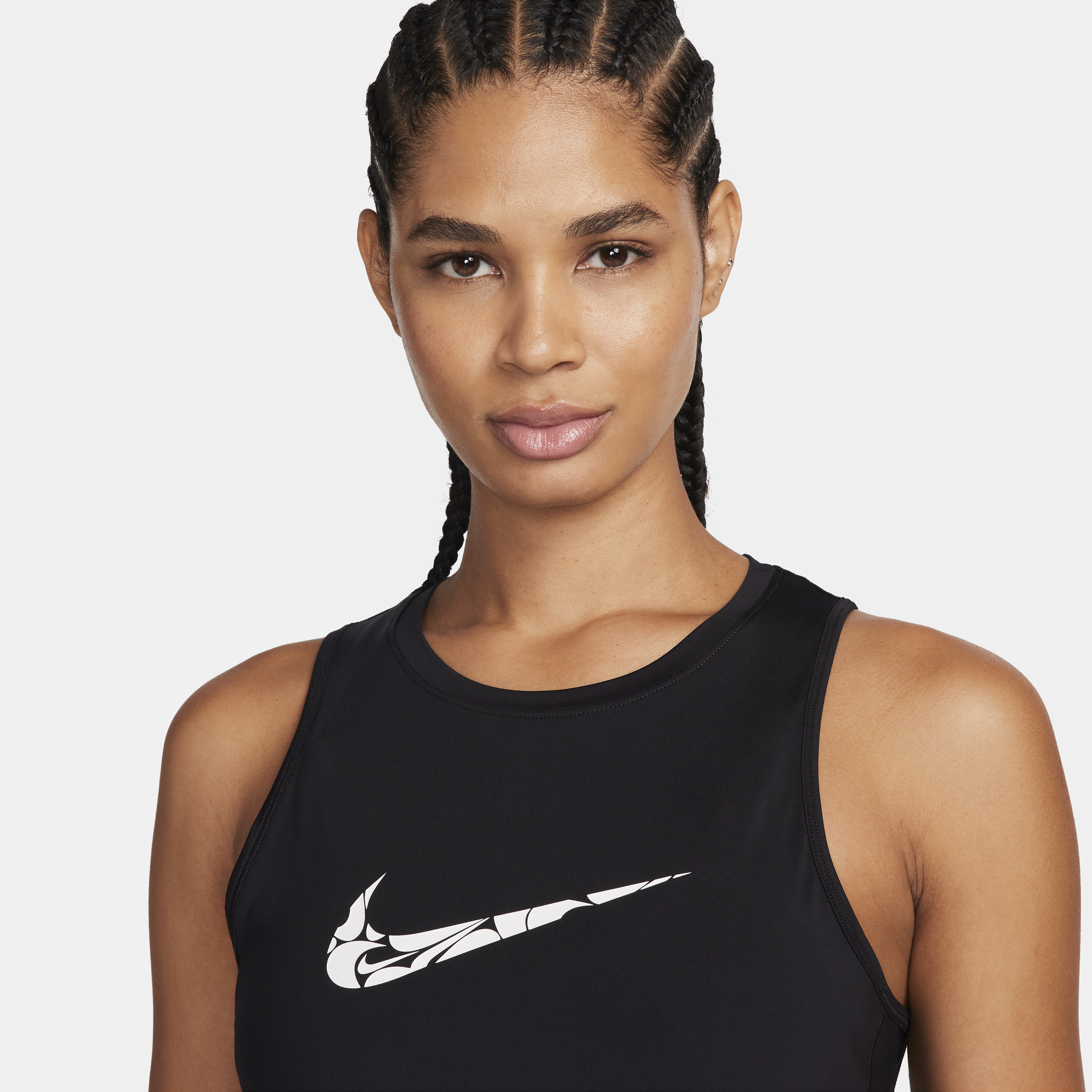 Nike One hardlooptanktop met graphic voor dames Zwart