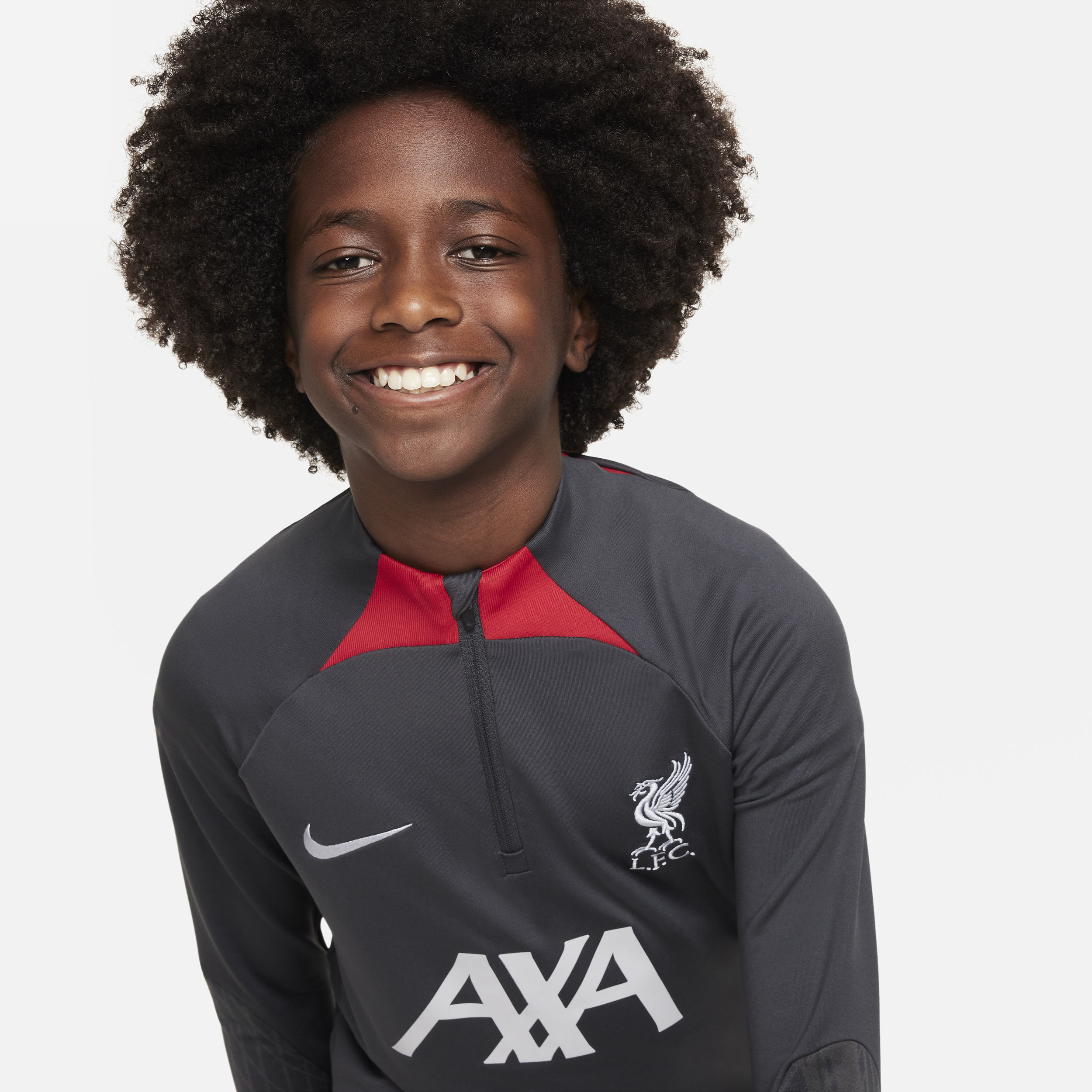 Nike Liverpool FC Strike Dri-FIT voetbaltrainingstop voor kids Grijs