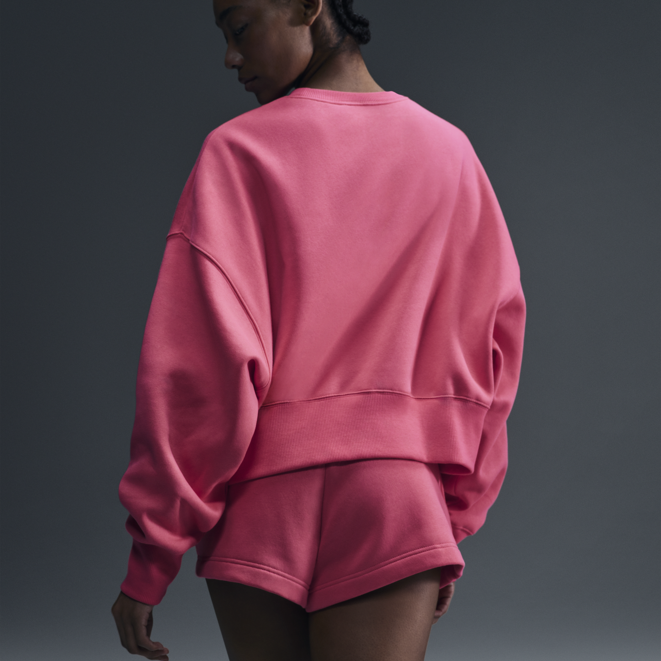 Sweat ultra-oversize à col ras-du-cou Nike Sportswear Phoenix Fleece pour femme - Rose