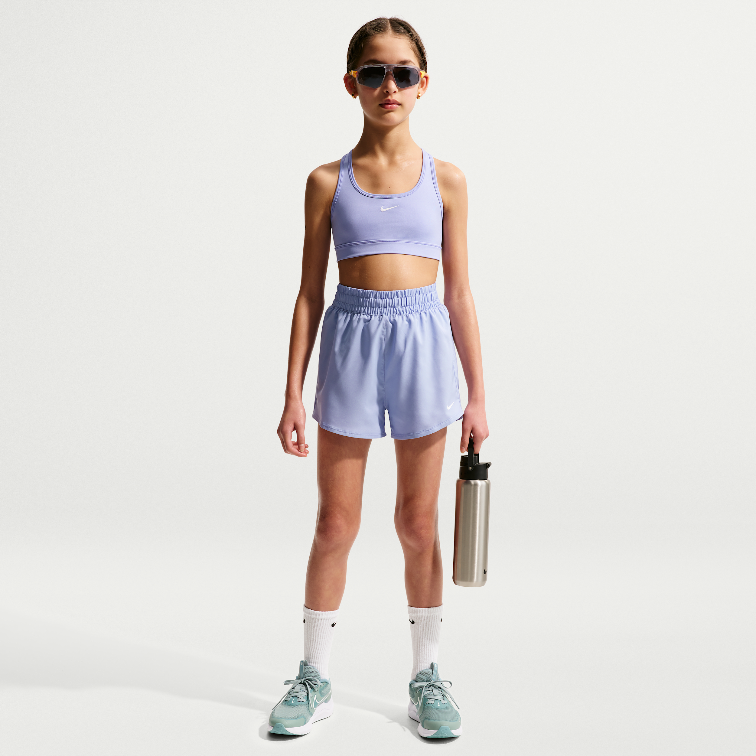 Nike Dri-Fit One Geweven Trainingsshorts Met Hoge Taille Voor Meisjes - Paars