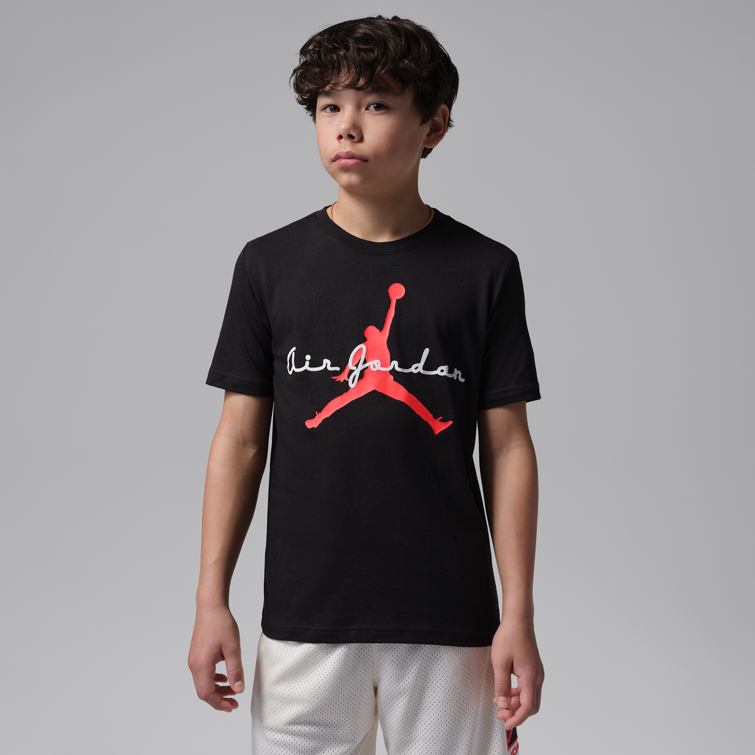 T-shirt con scritta Jordan Flight Essentials – Ragazzo/a - Nero