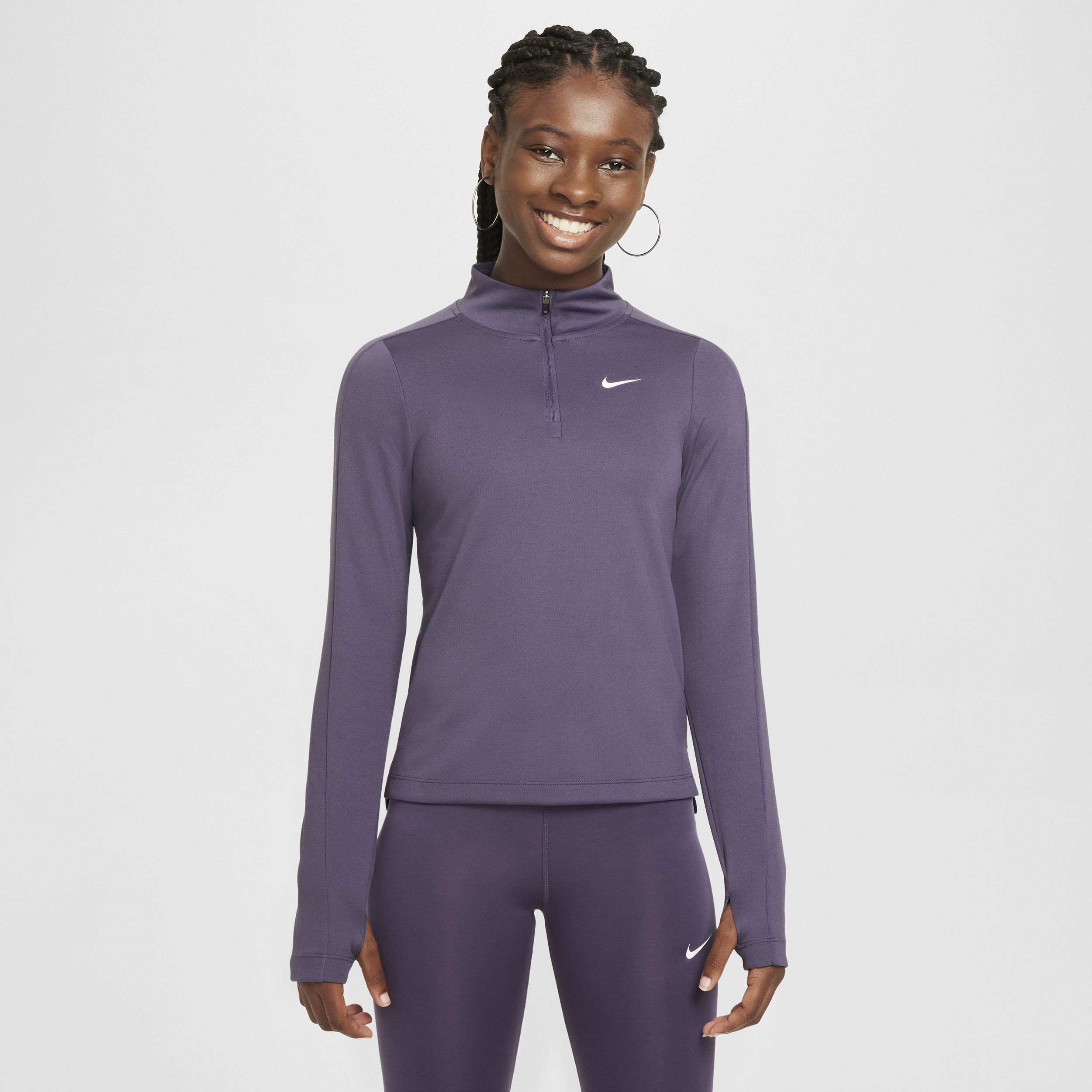 Haut à manches longues et 1/4 de zip Dri-FIT Nike pour fille - Pourpre
